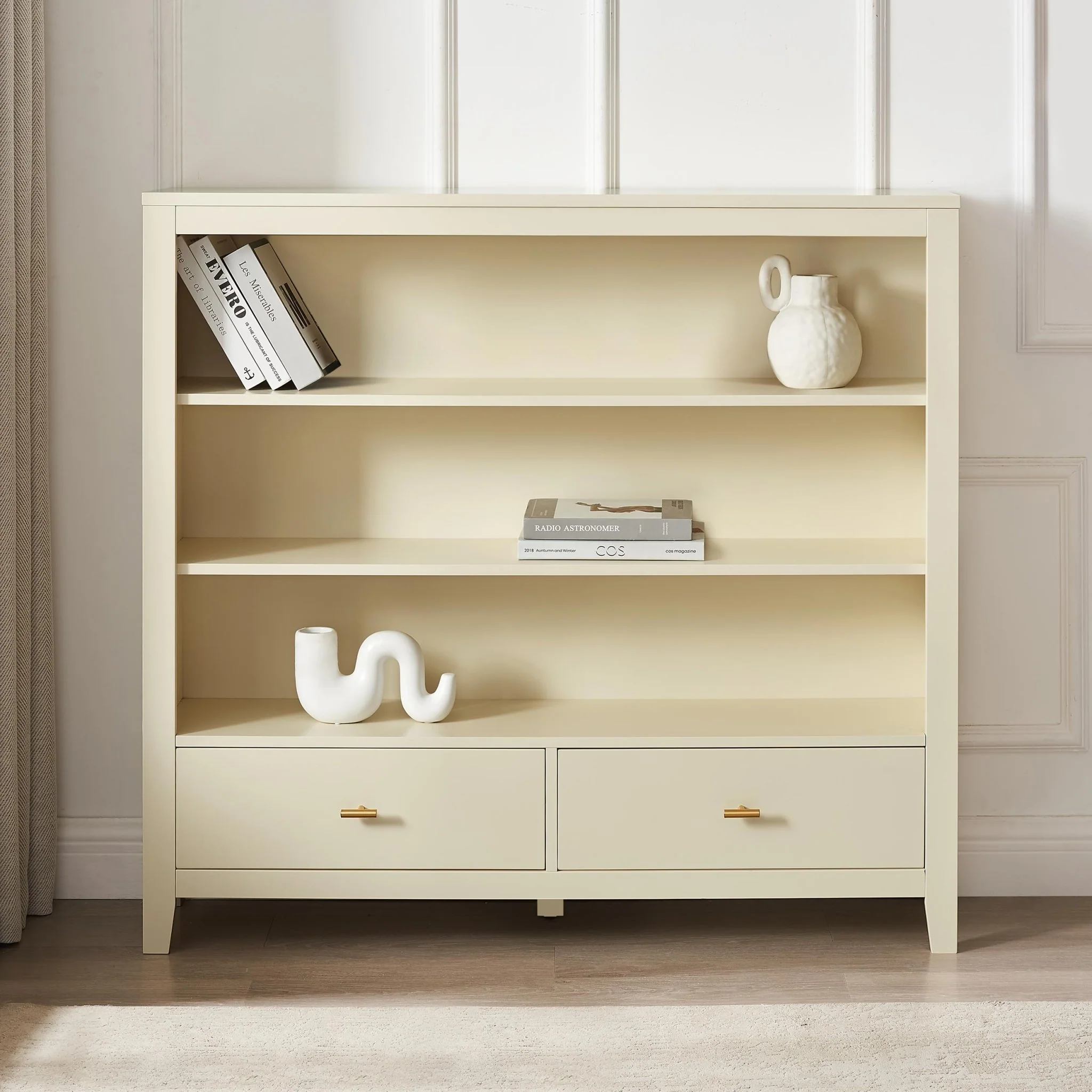 Poppy Bookshelf with Drawer - Cream