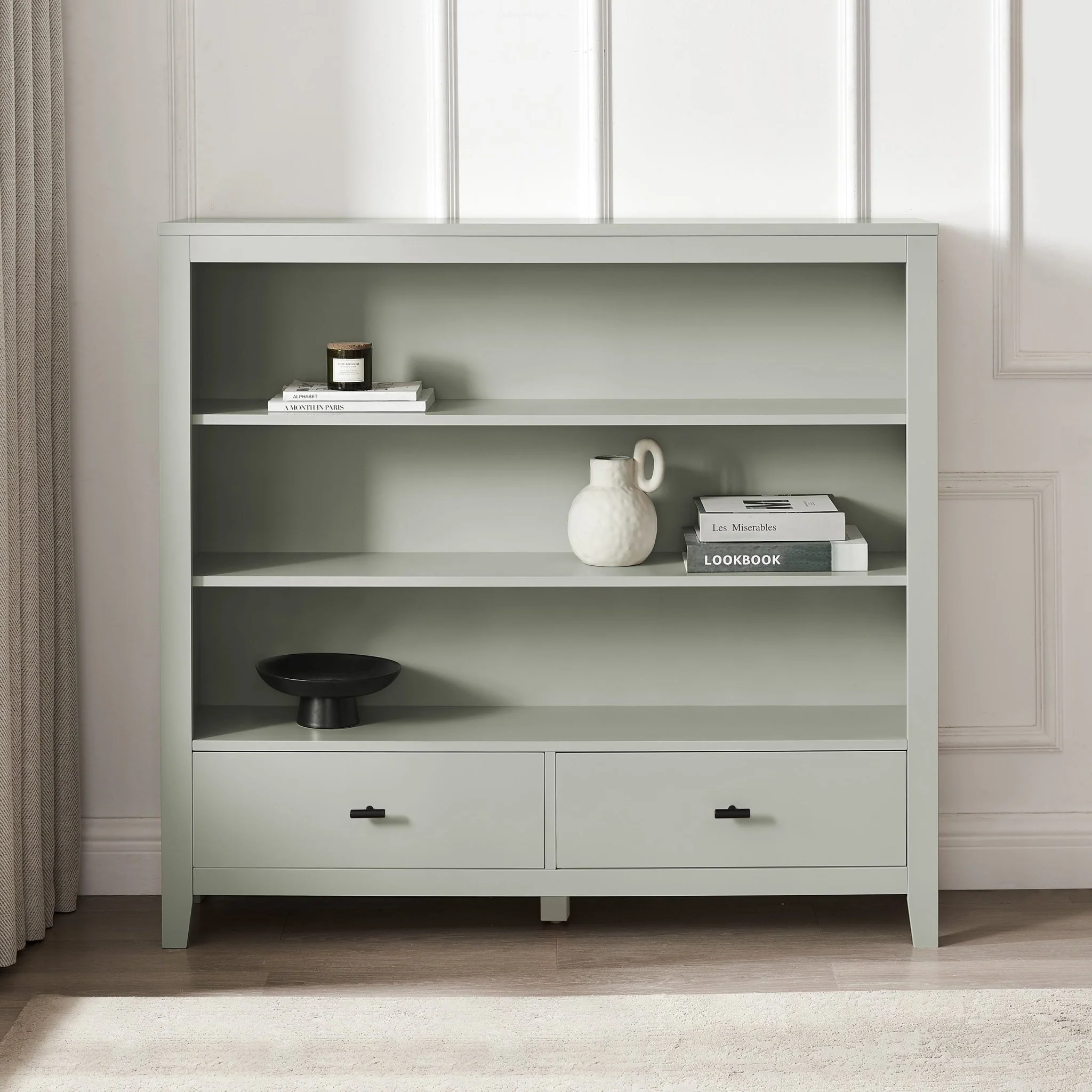 Poppy Bookshelf with Drawer - Sage Green - Image 2