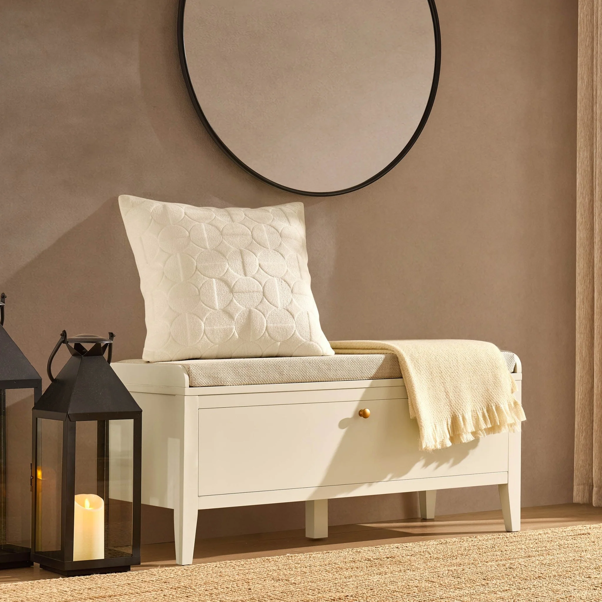 Poppy Seated Storage Cabinet - Cream