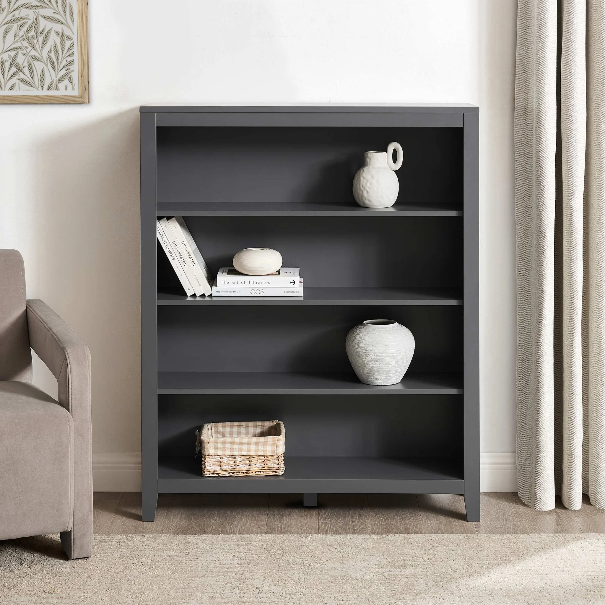 Poppy Small Bookshelf - Charcoal