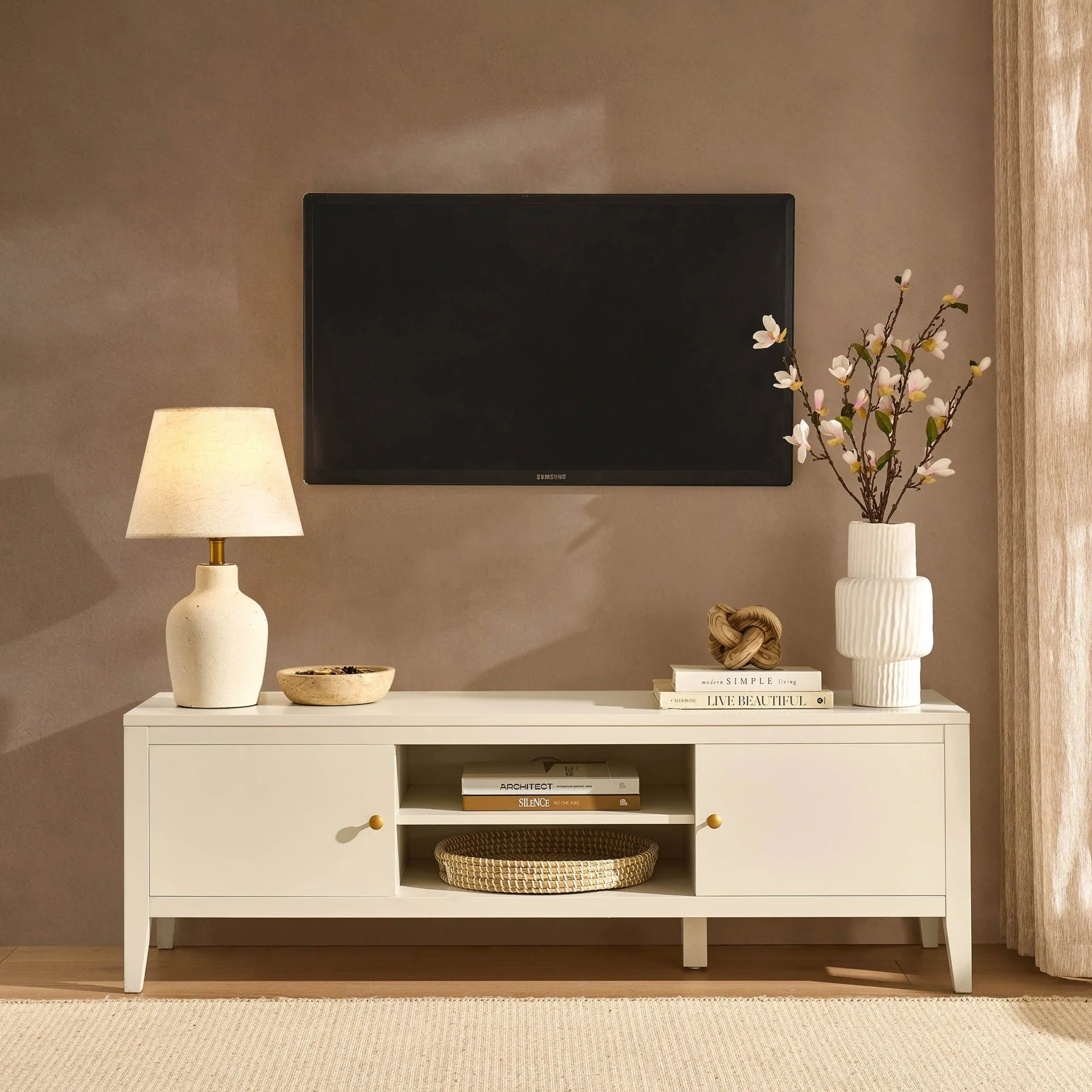 Poppy Tv Unit for TVs up to 55" - Cream