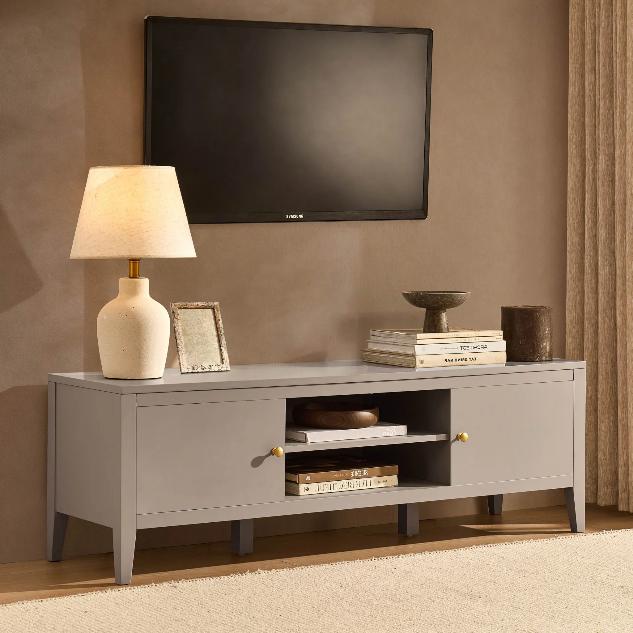 Poppy Tv Unit for TVs up to 55" - Taupe