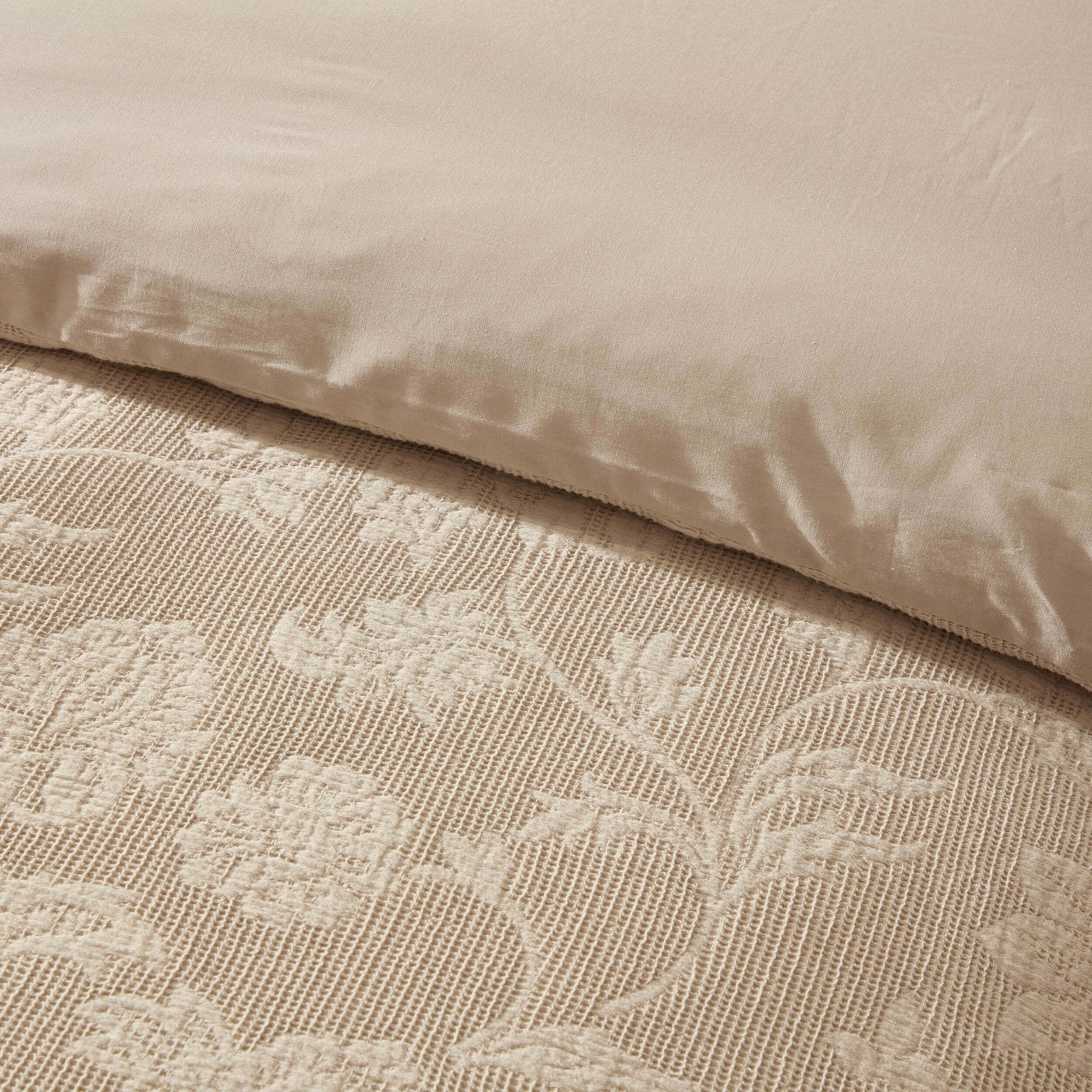 Portia Jacquard Waffle Duvet Cover & Pillowcase Set - Stone - Image 5