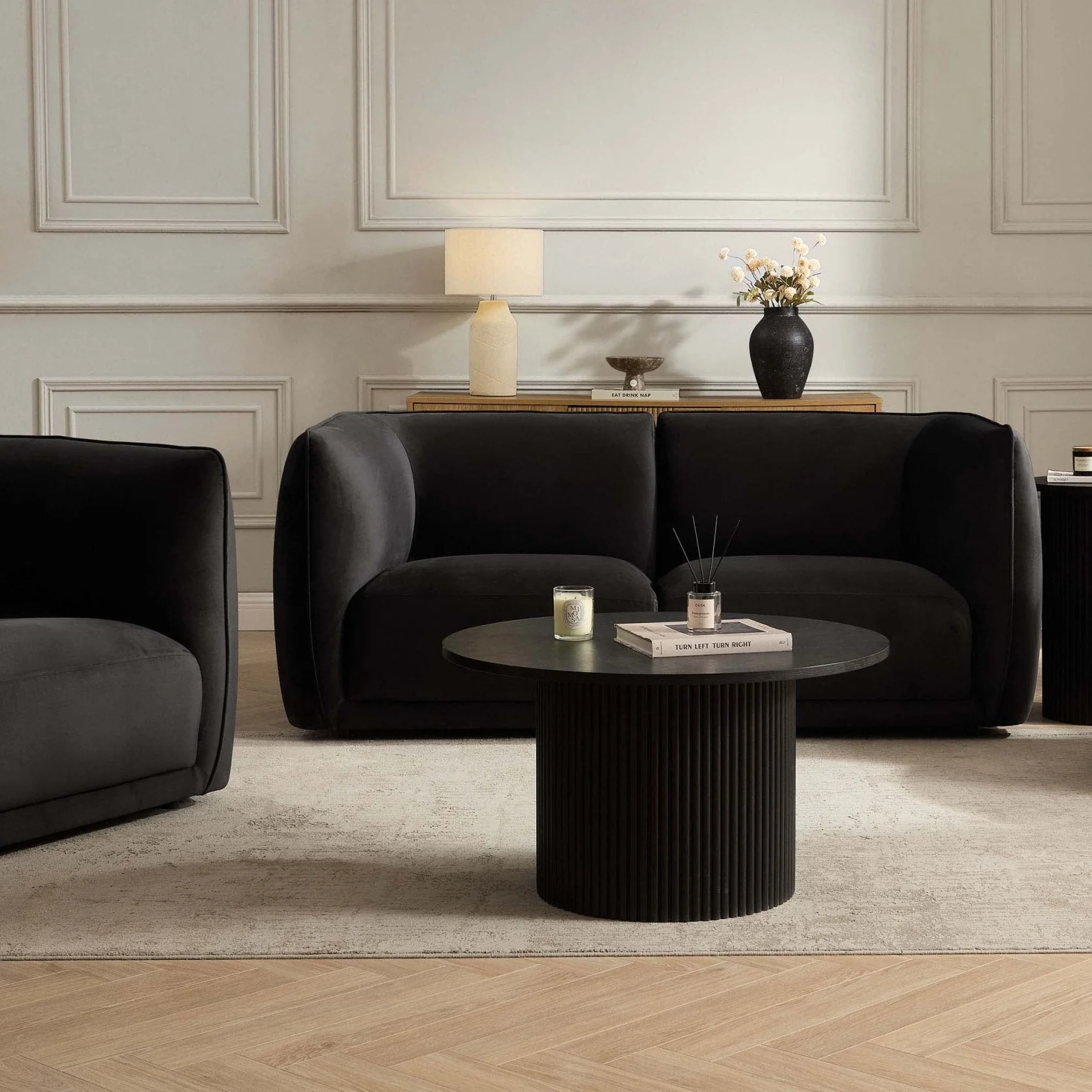 Porto 2 Seater Modular Sofa - Velvet Ink - Image 2