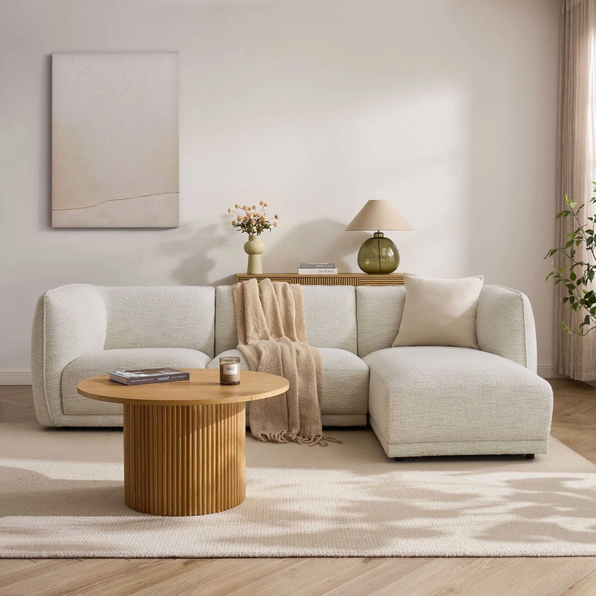 Porto Right Hand Modular Chaise - Boucle Ivory - Image 2