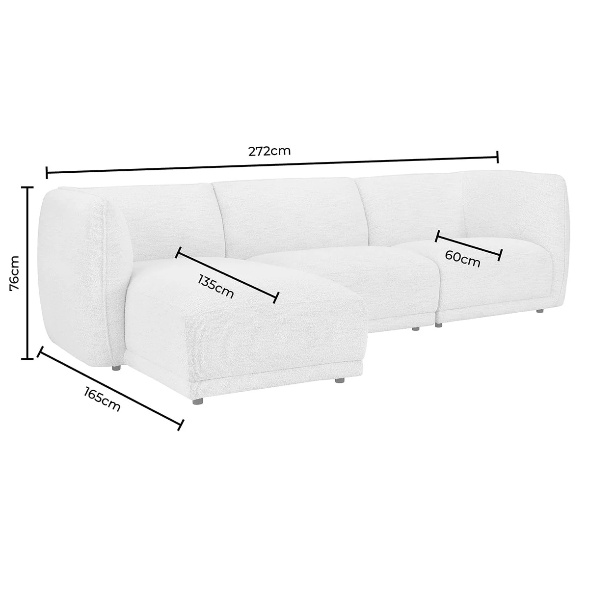 Porto Right Hand Modular Chaise - Boucle Ivory - Image 7