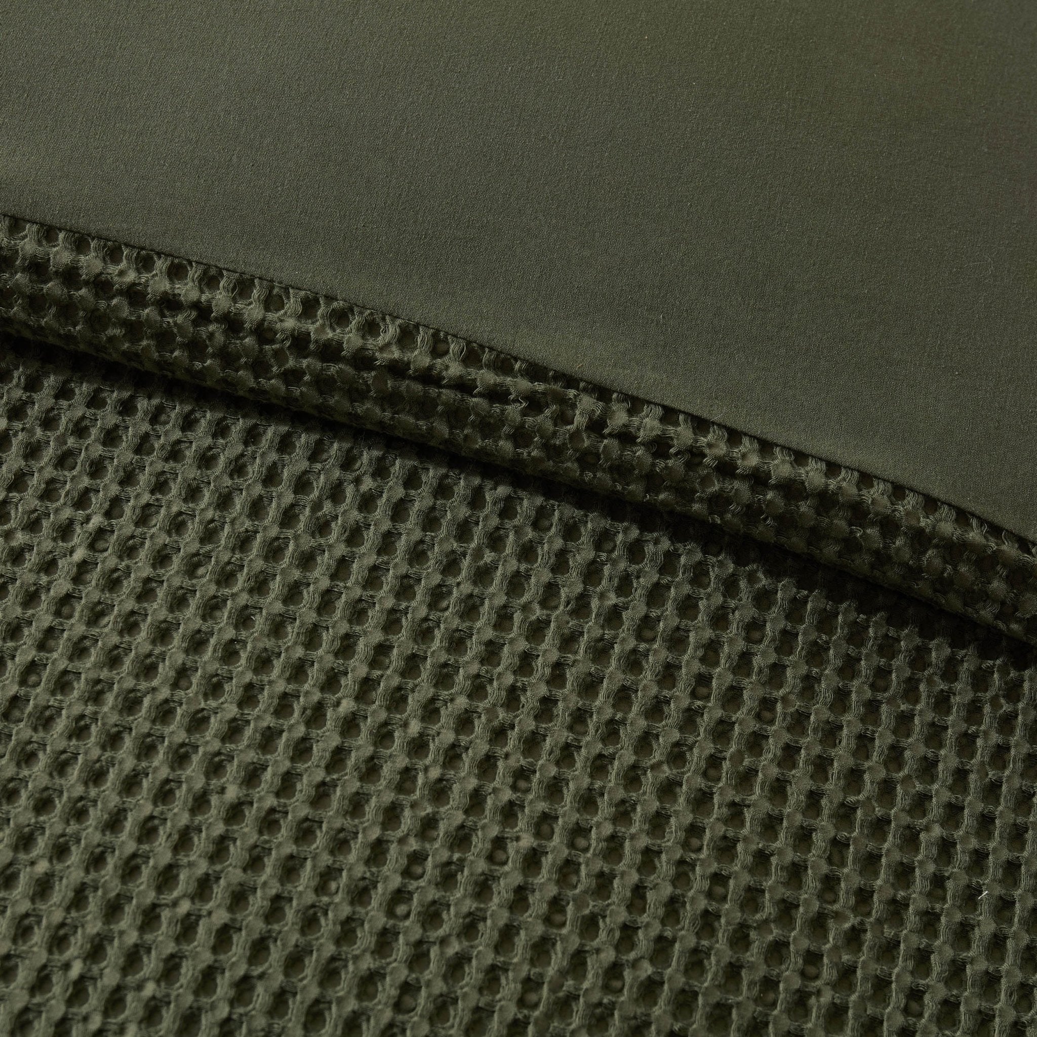 Portofino Waffle 100% Cotton Duvet Cover 200 Thread Count - Forest Green - Image 4