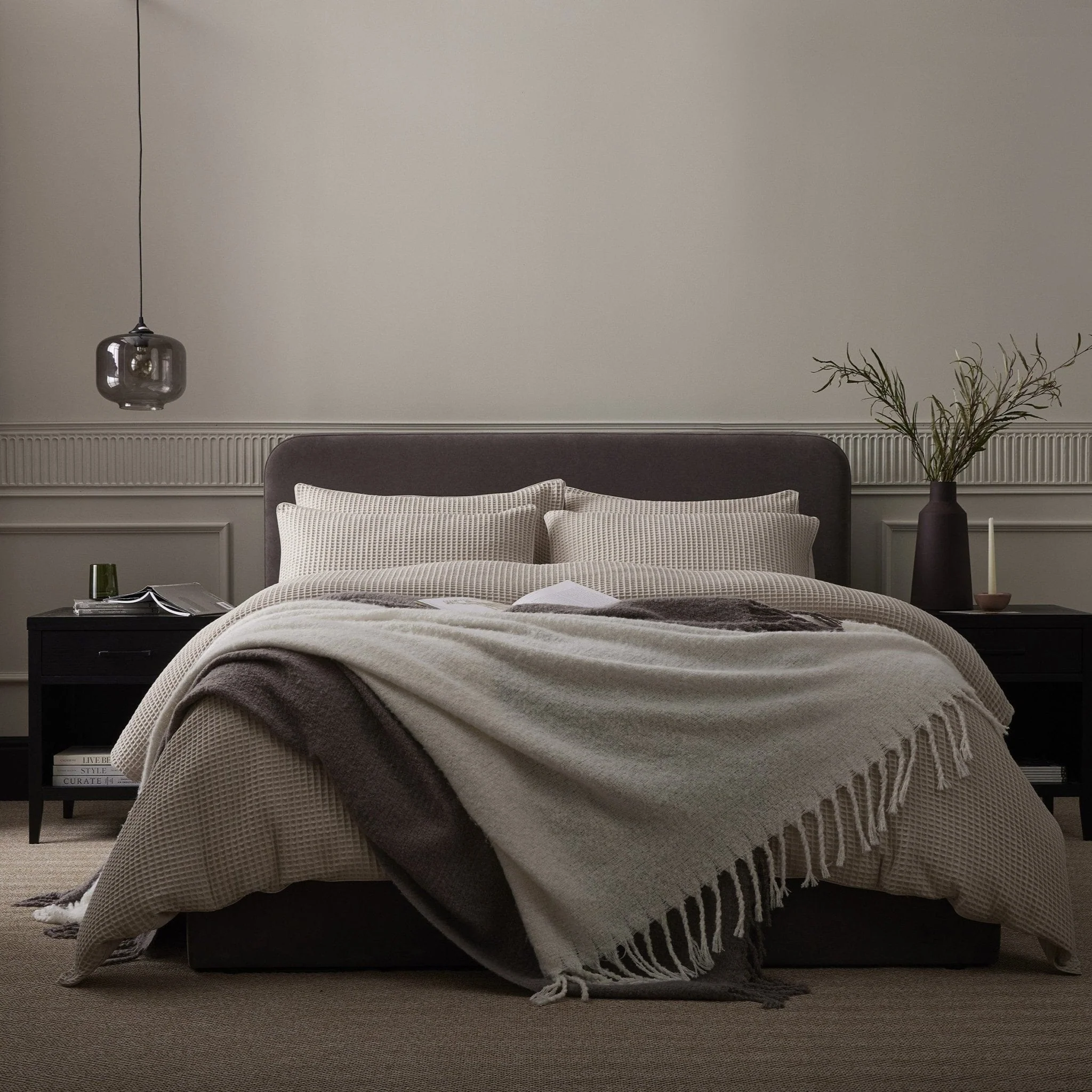 Portofino Waffle 100% Cotton Duvet Cover 200 Thread Count - Natural - Image 3