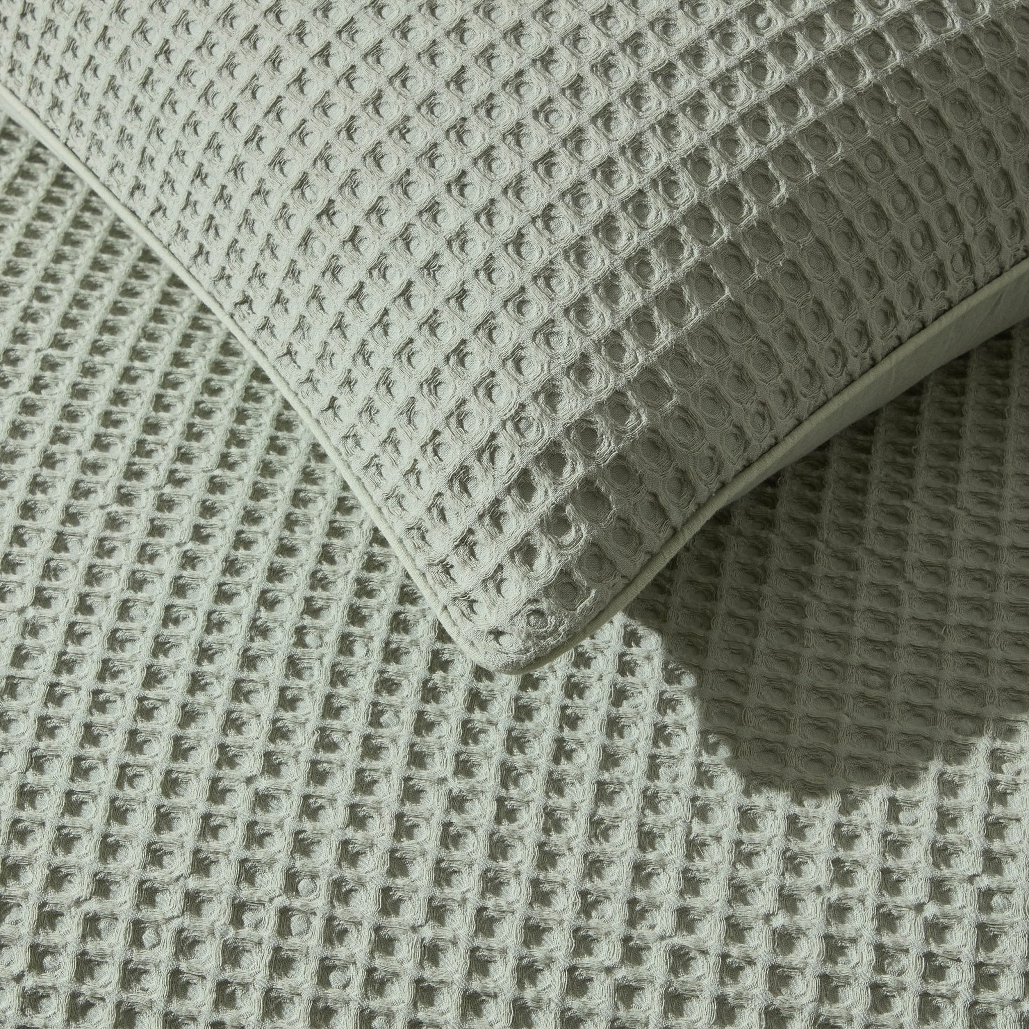 Portofino Waffle 100% Cotton Duvet Cover 200 Thread Count - Sage Green - Image 3
