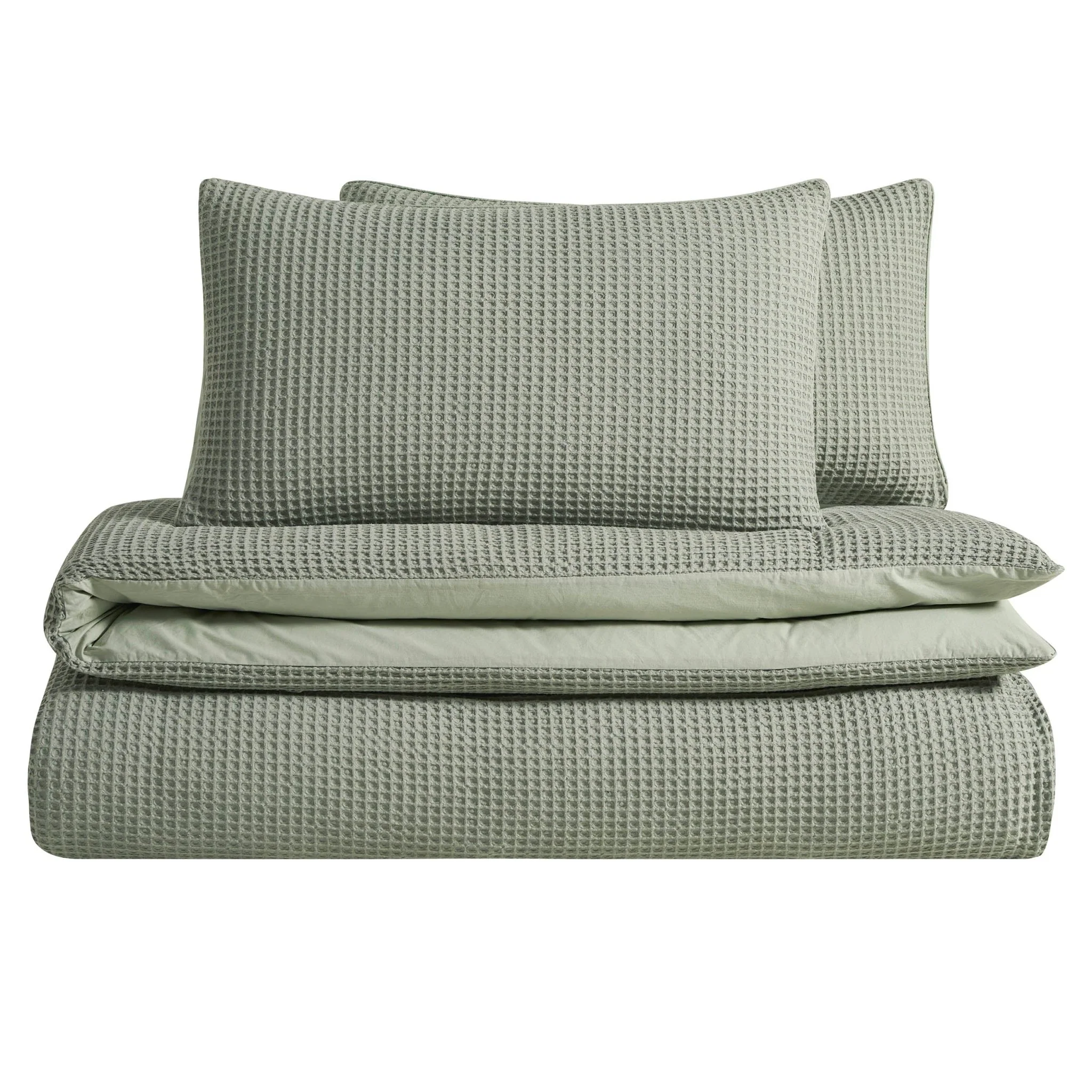 Portofino Waffle 100% Cotton Duvet Cover 200 Thread Count - Sage Green - Image 8