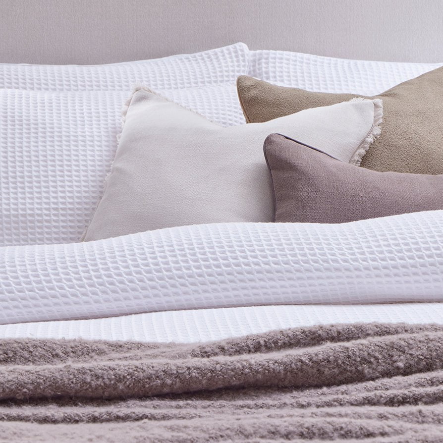 Portofino Waffle 100% Cotton Duvet Cover 200 Thread Count - White - Image 8
