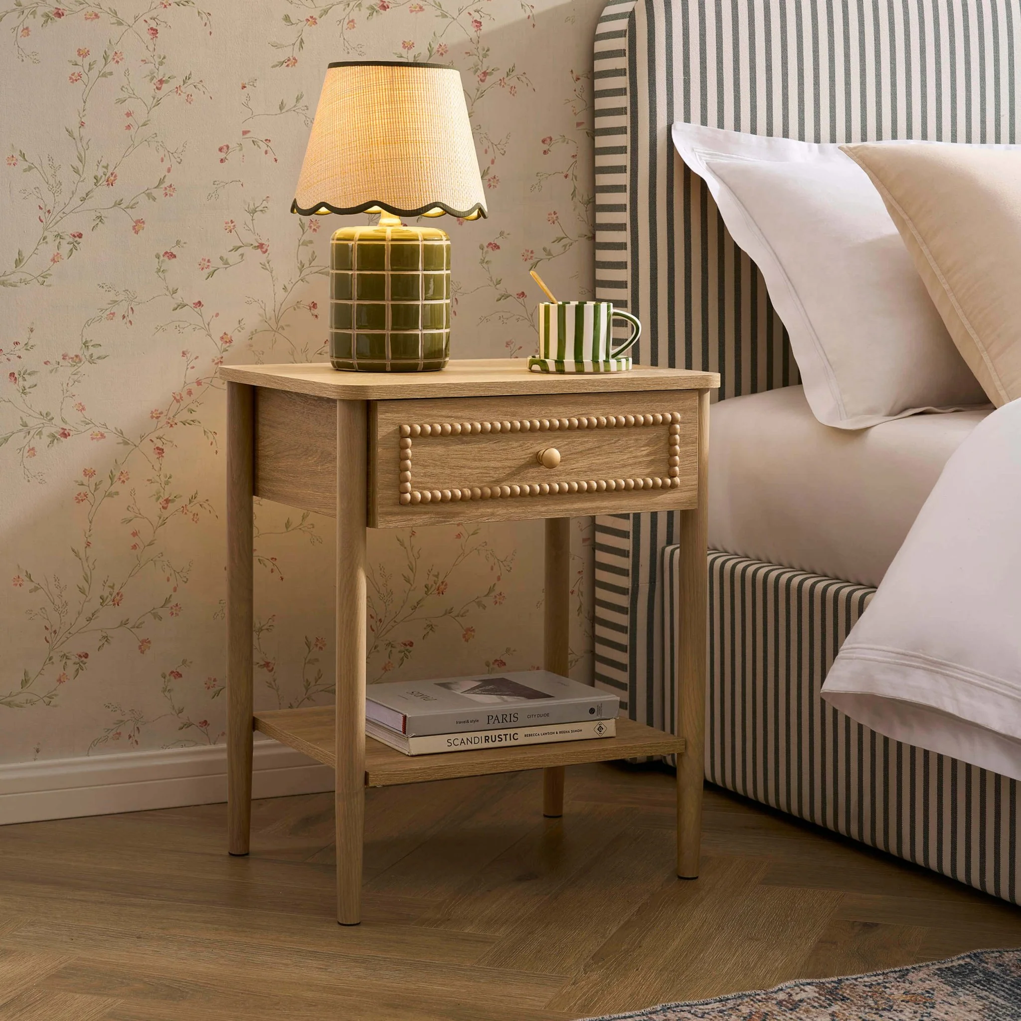 Posy Bobbin 1 Drawer Nightstand - Light Wood - Image 2
