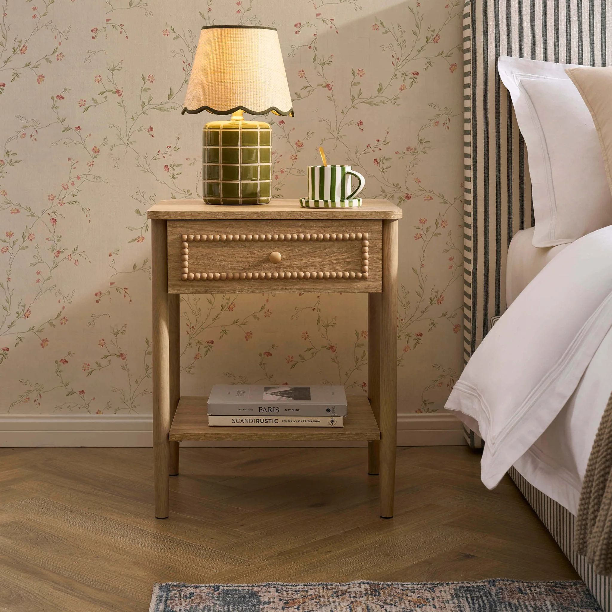 Posy Bobbin 1 Drawer Nightstand - Light Wood - Image 3