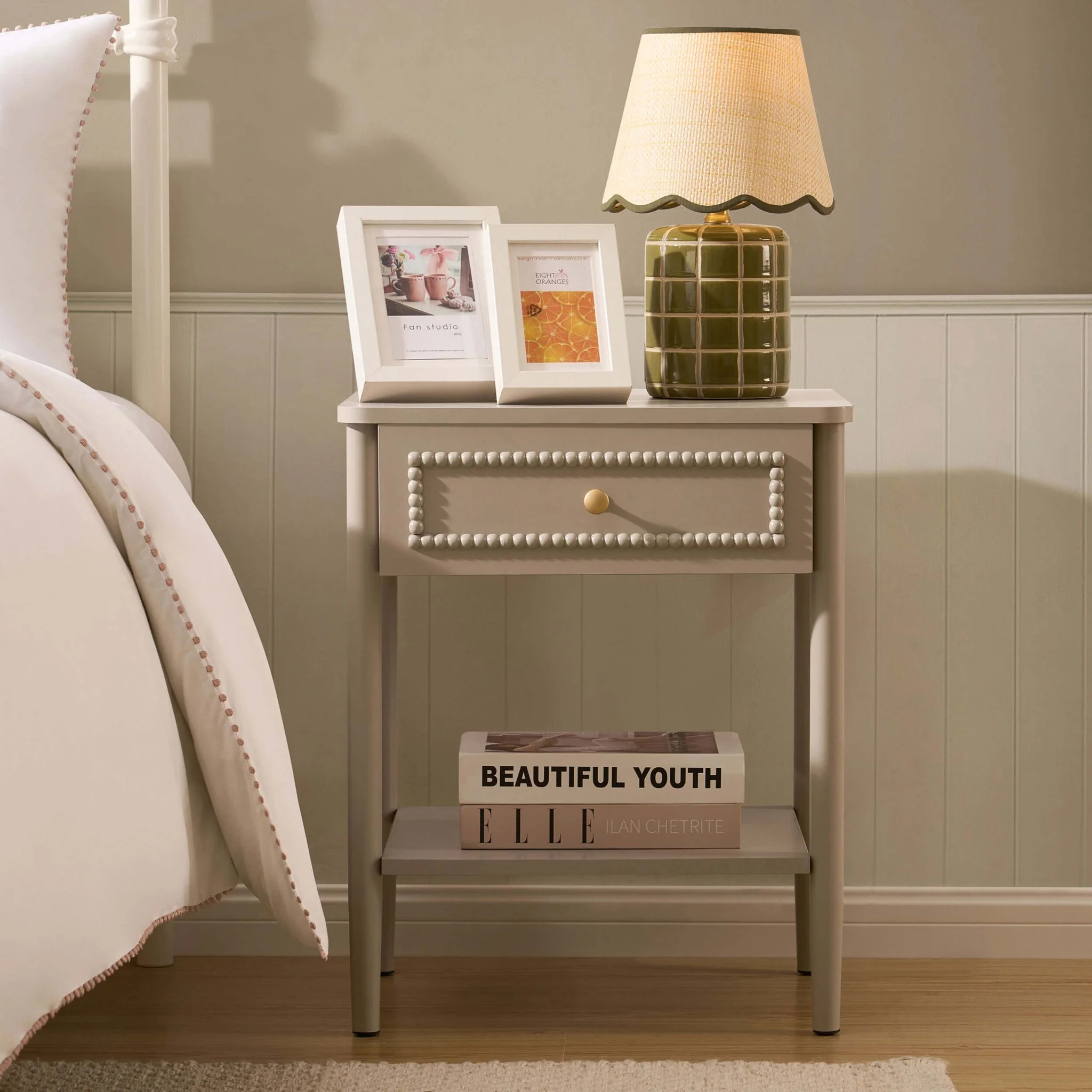 Posy Bobbin 1 Drawer Nightstand - Taupe