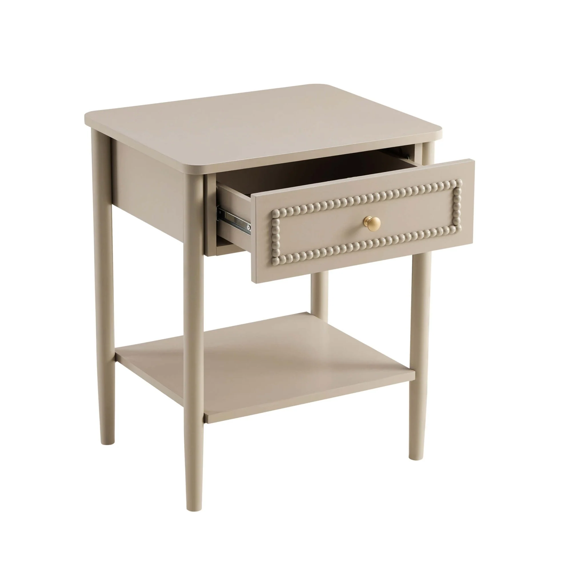 Posy Bobbin 1 Drawer Nightstand - Taupe - Image 3