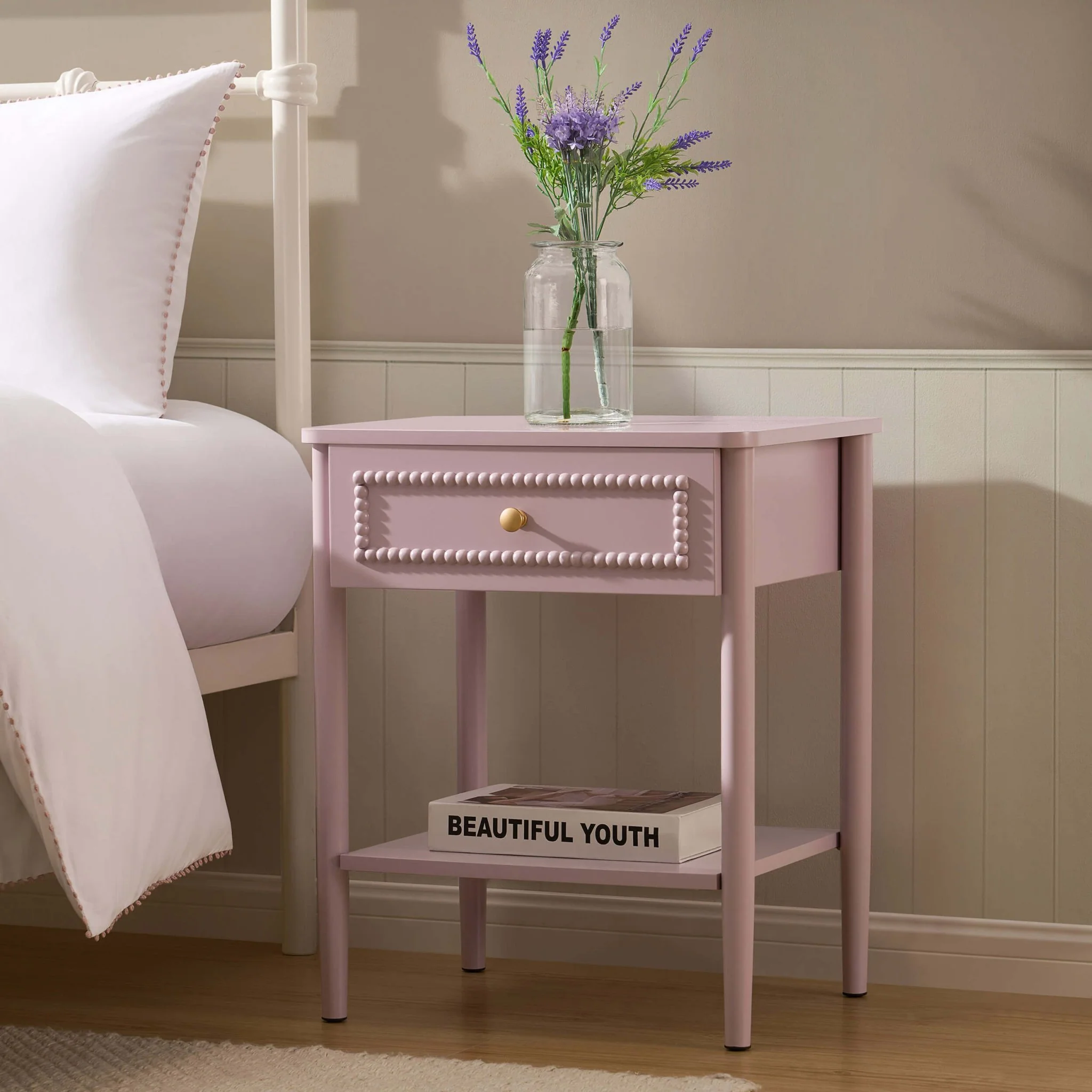 Posy Bobbin 1 Drawer Nightstand - Violet Ice