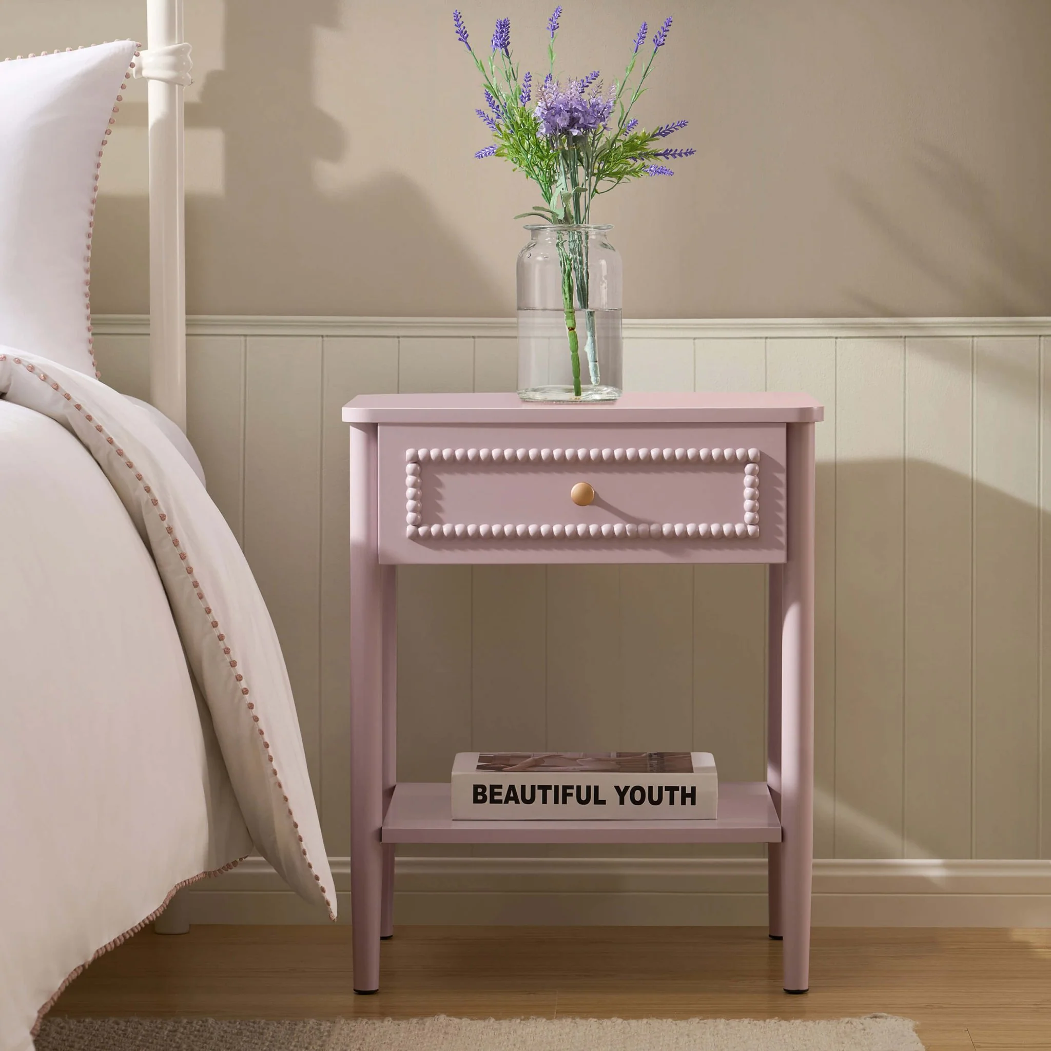 Posy Bobbin 1 Drawer Nightstand - Violet Ice - Image 2