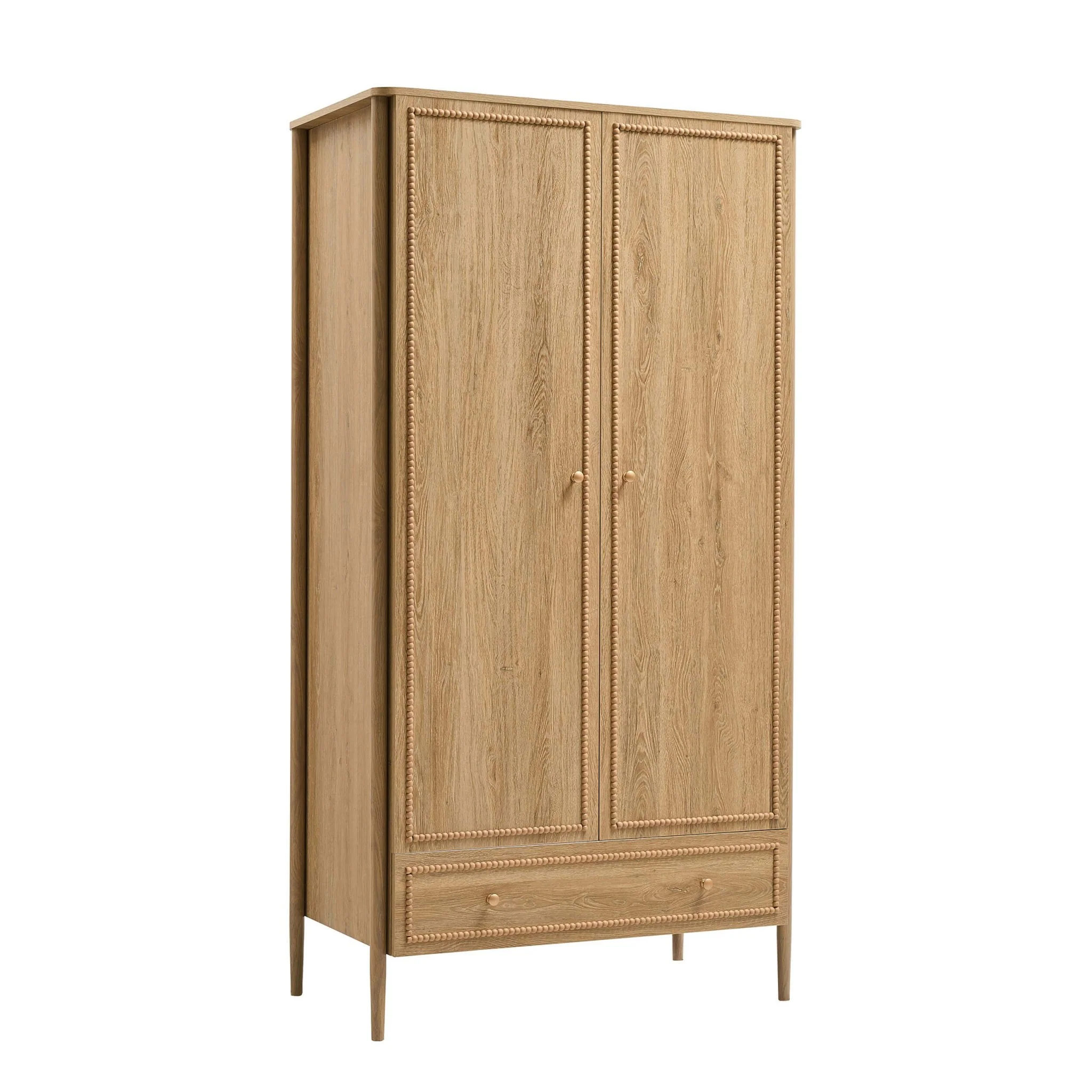 Posy Bobbin 2 Door Wardrobe with Drawer - Light Wood - Image 3