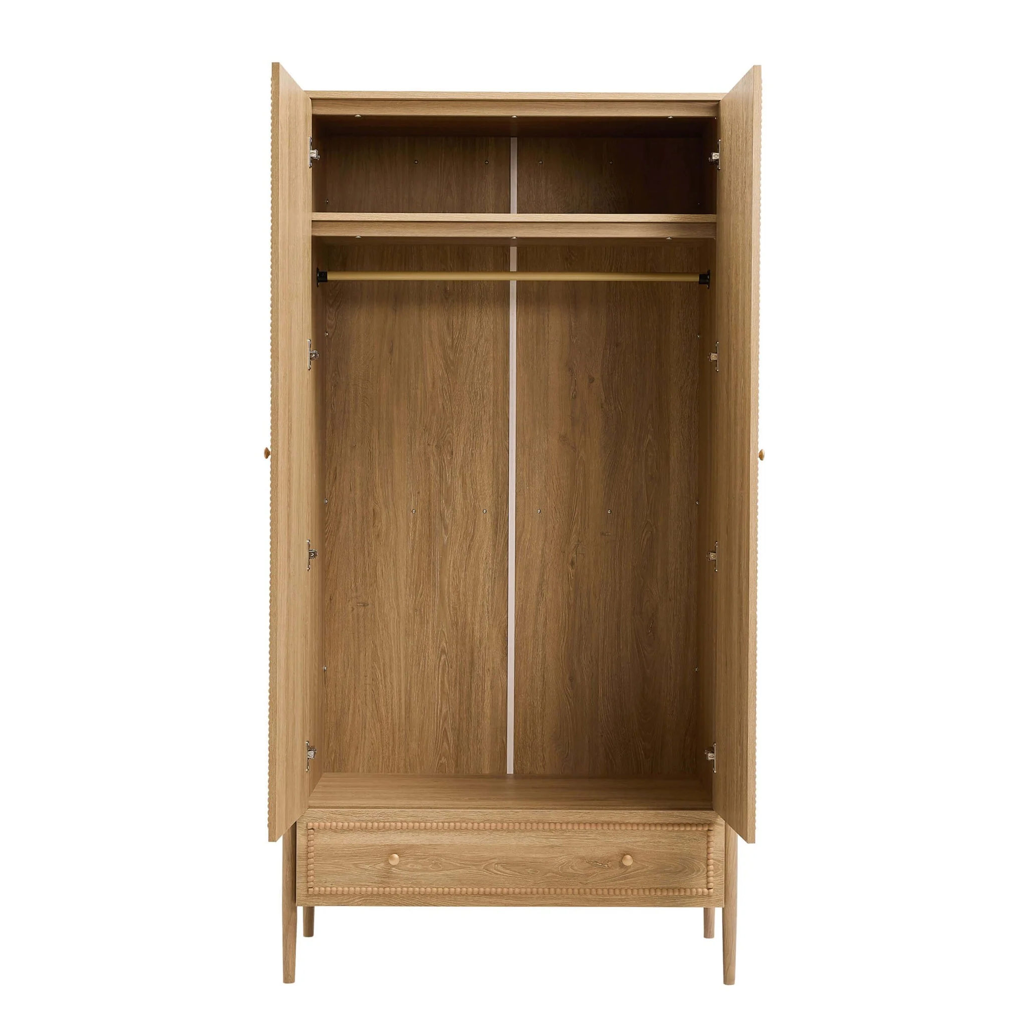 Posy Bobbin 2 Door Wardrobe with Drawer - Light Wood - Image 4