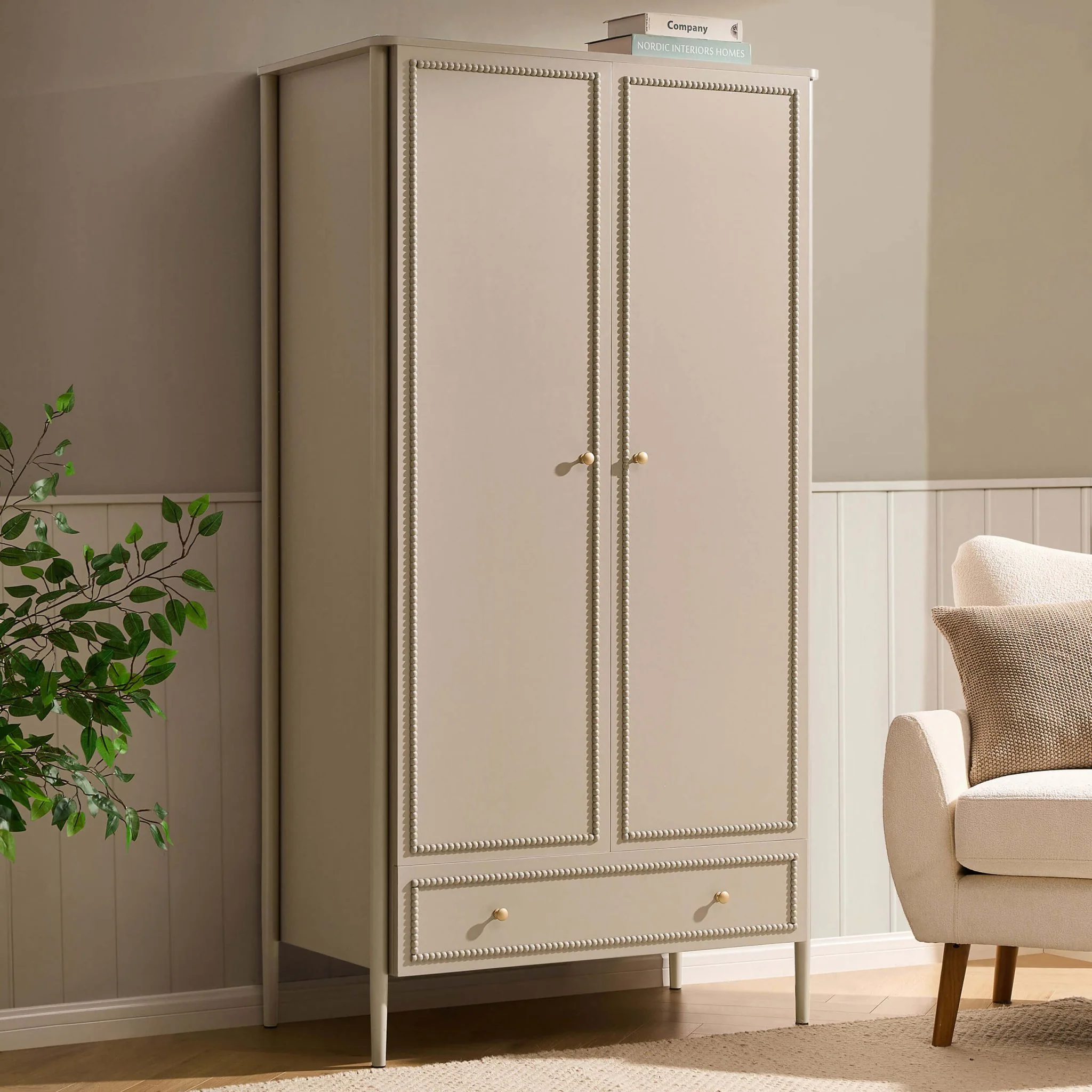 Posy Bobbin 2 Door Wardrobe with Drawer - Taupe
