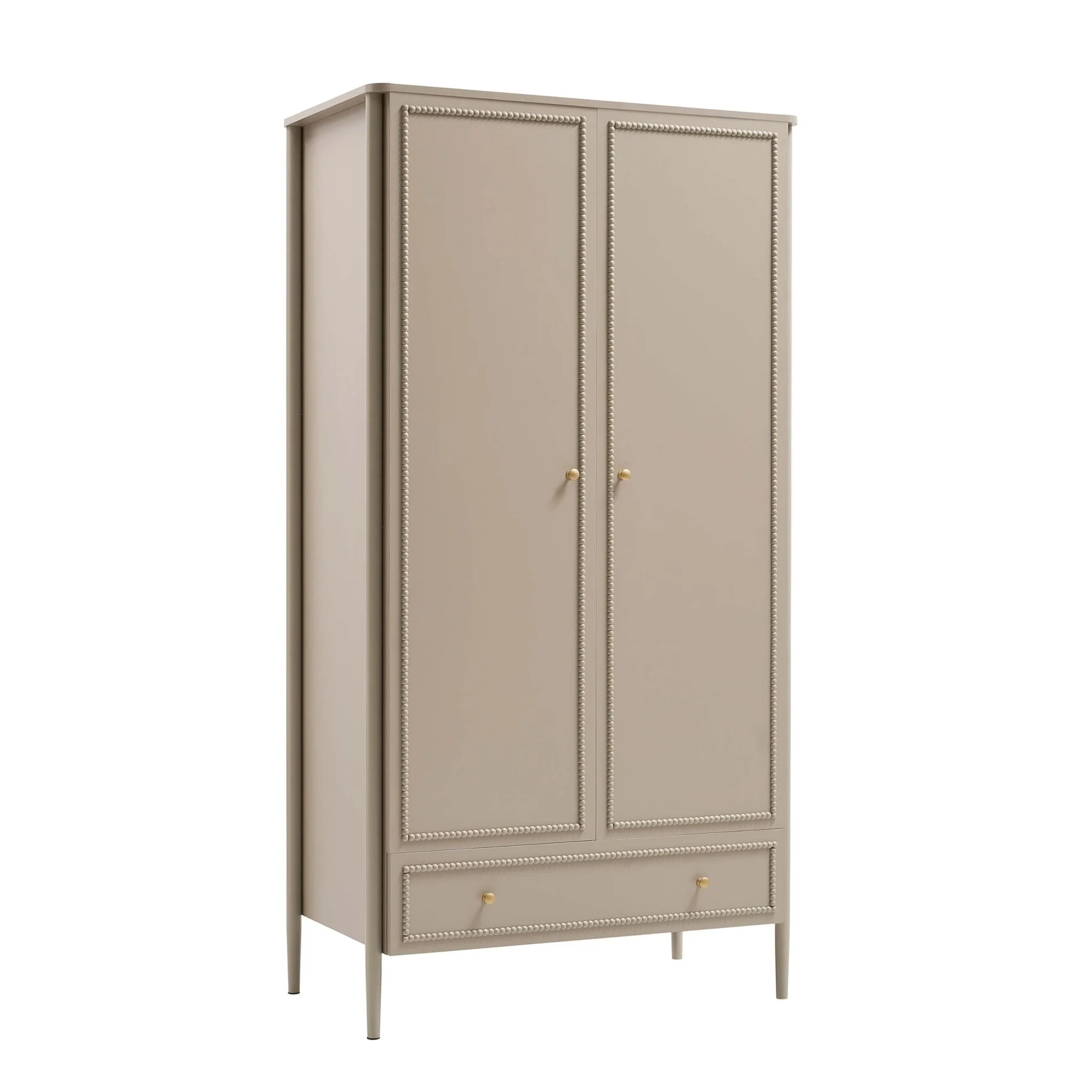 Posy Bobbin 2 Door Wardrobe with Drawer - Taupe - Image 3