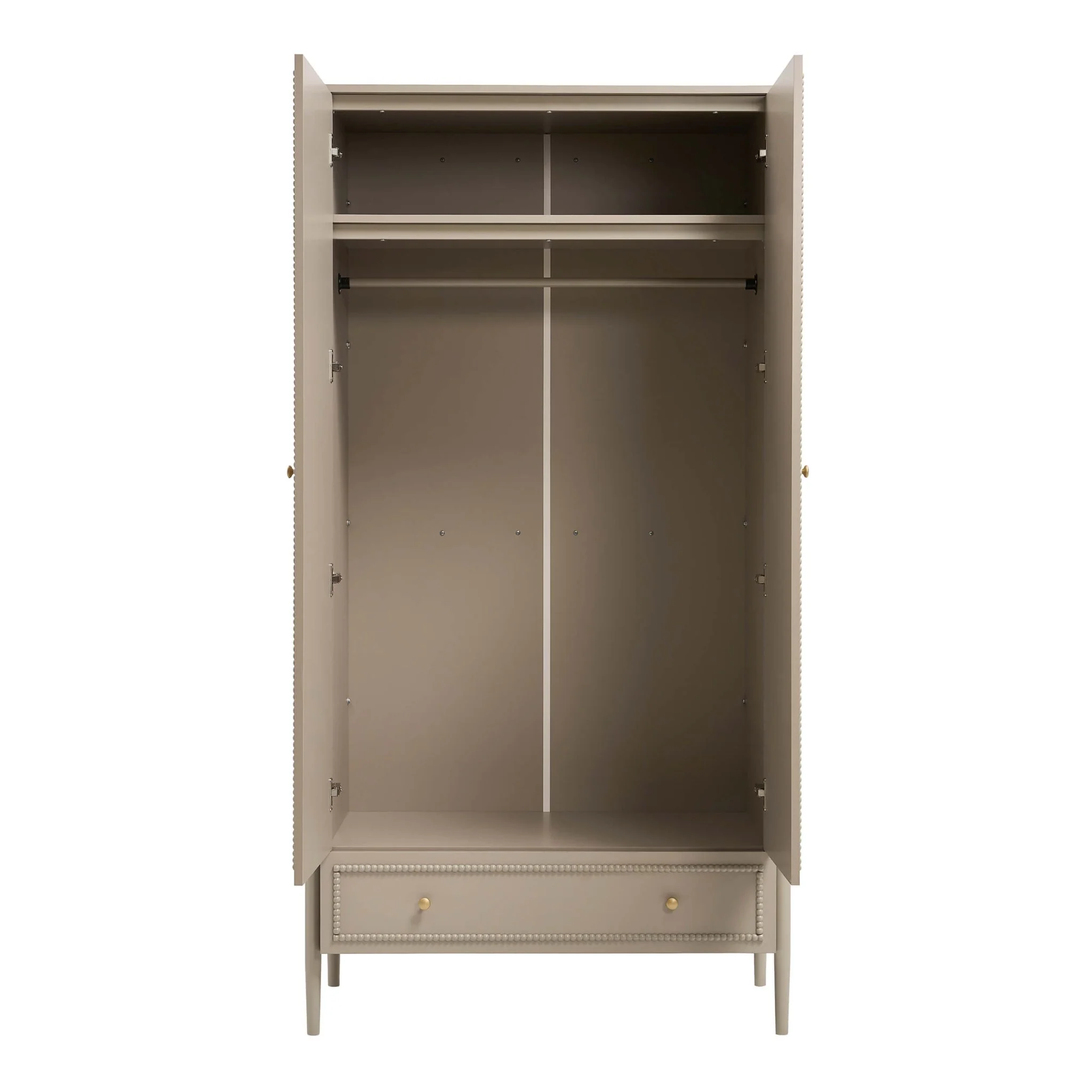 Posy Bobbin 2 Door Wardrobe with Drawer - Taupe - Image 4