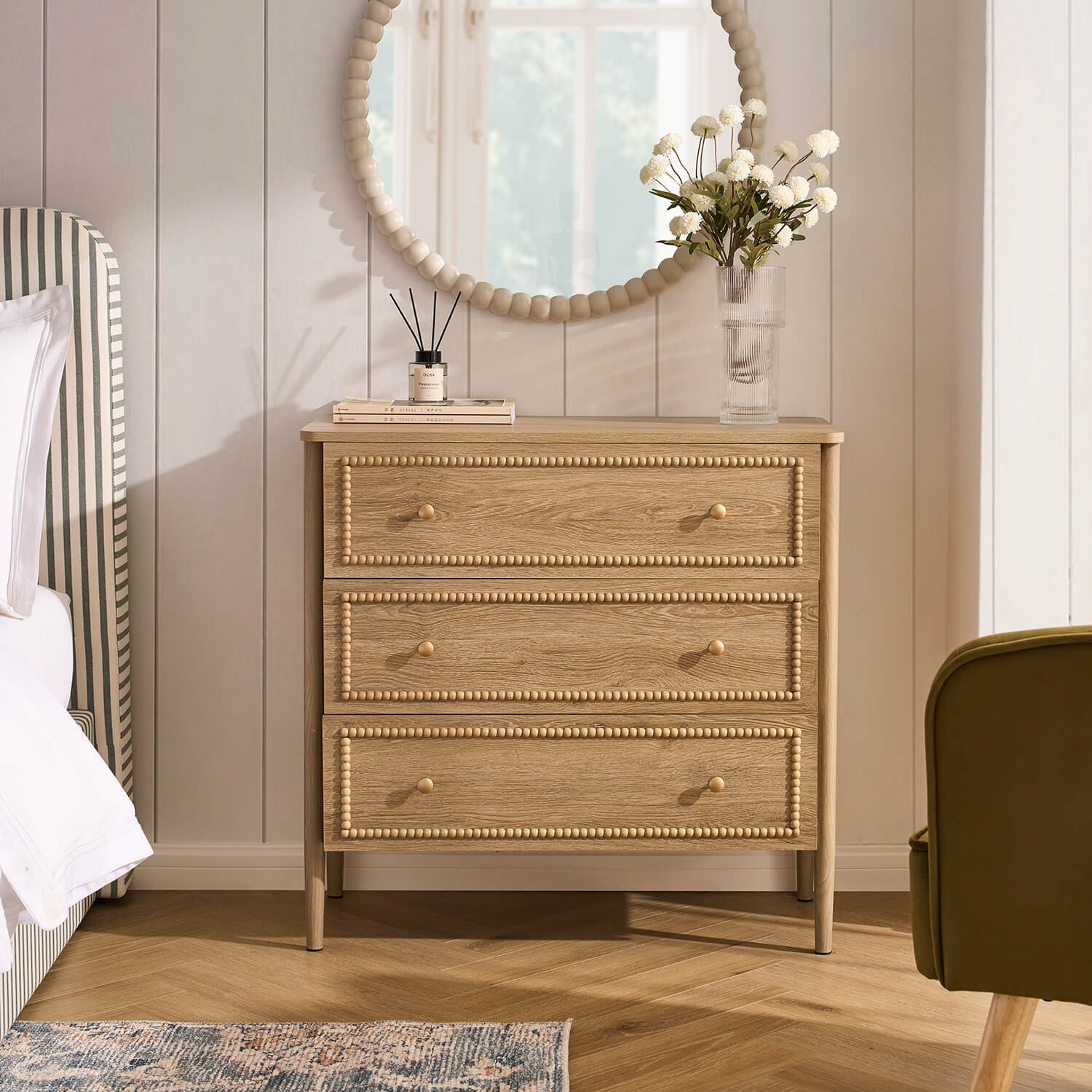 Posy Bobbin 3 Drawer Chest - Light Wood - Image 3