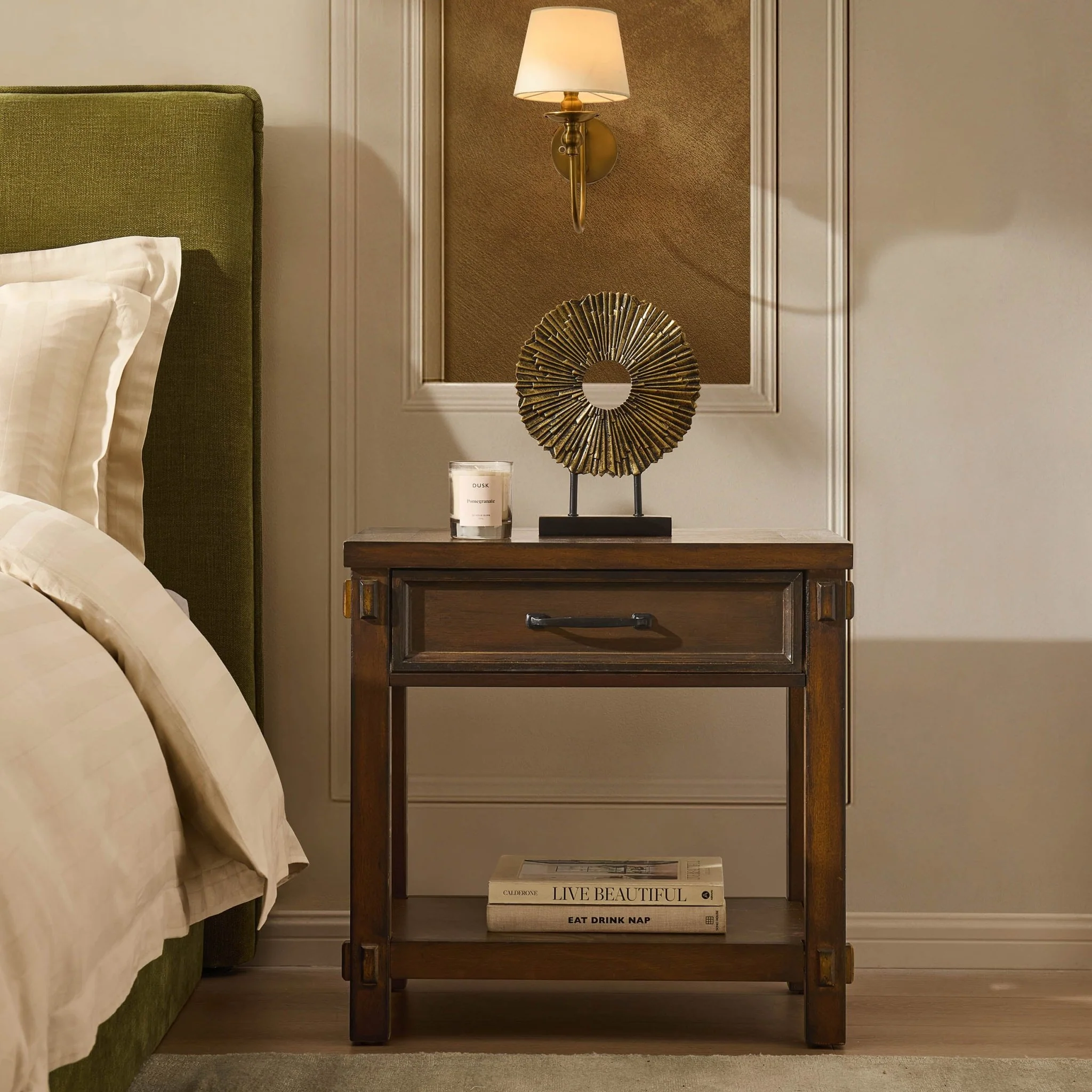 Prim 1 Drawer Wide Nightstand - Walnut