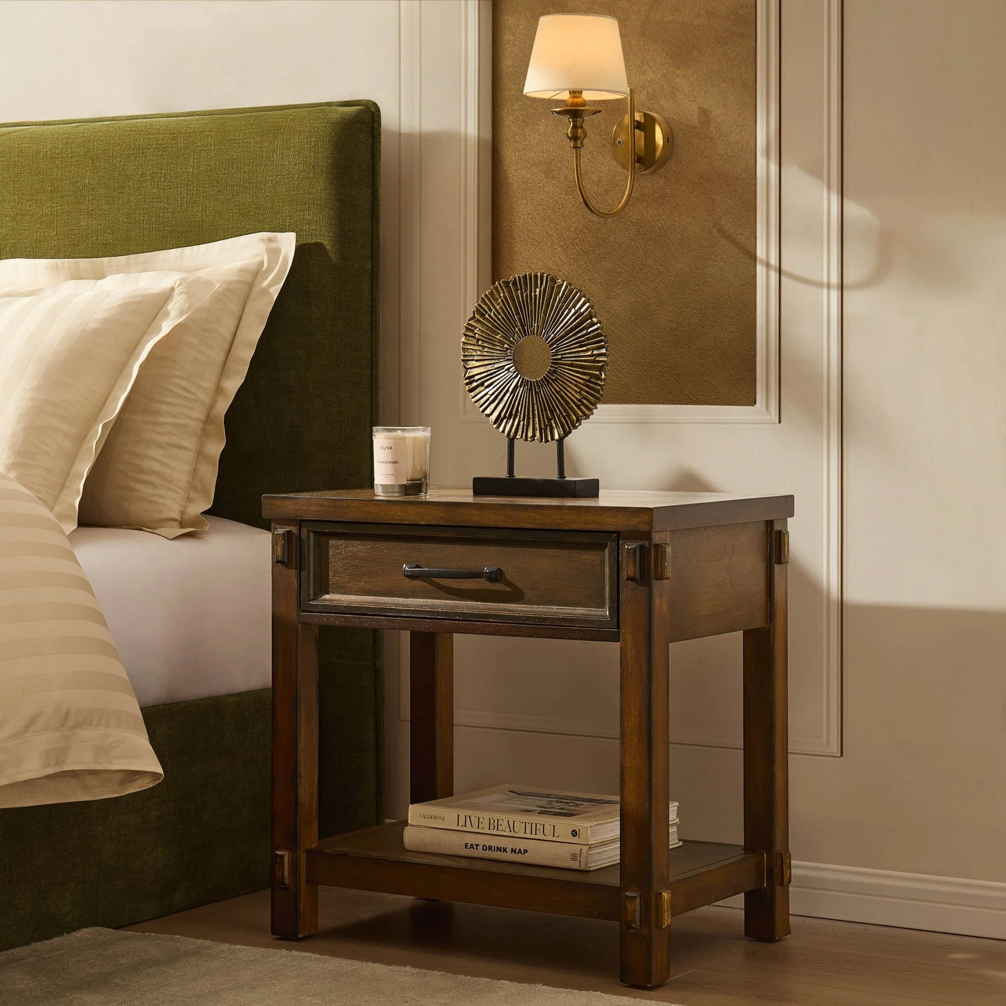 Prim 1 Drawer Wide Nightstand - Walnut - Image 2