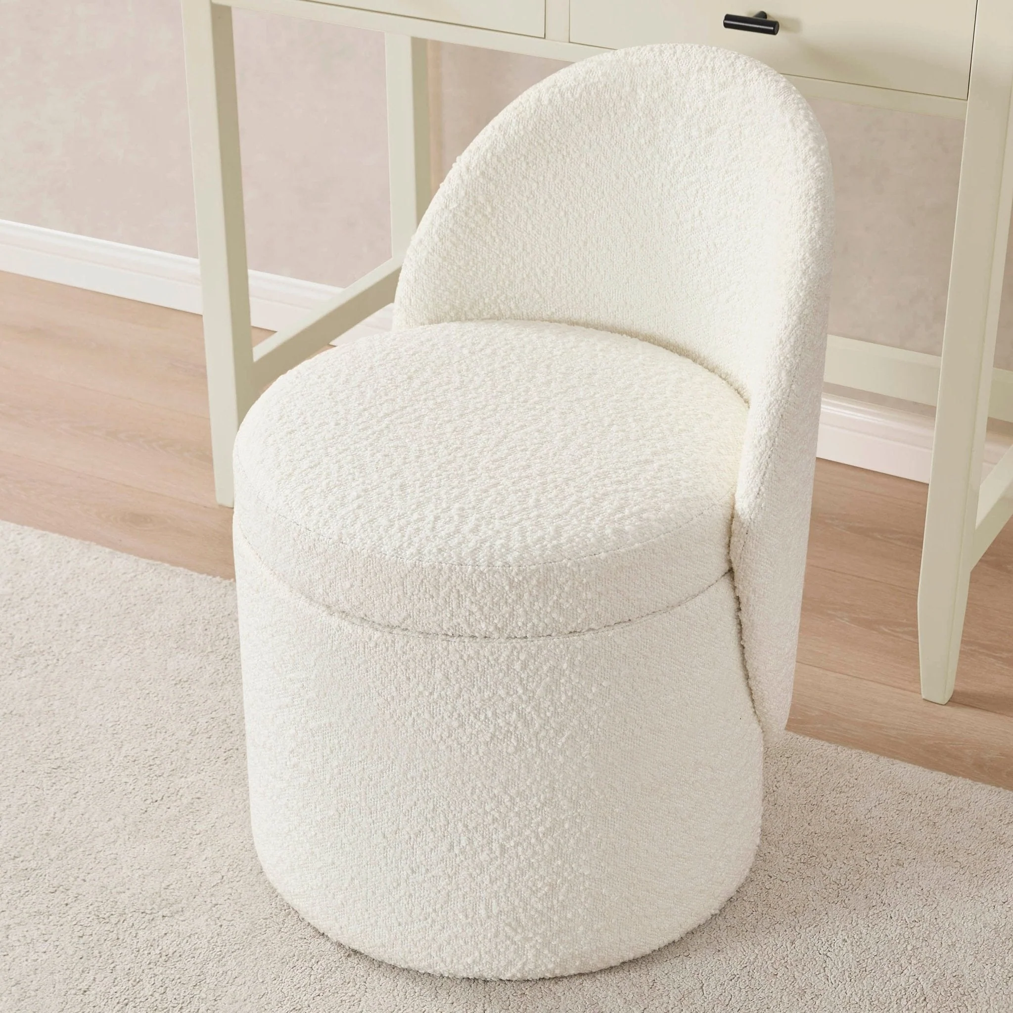 Primrose Boucle Dressing Table Storage Stool - Off White - Image 4