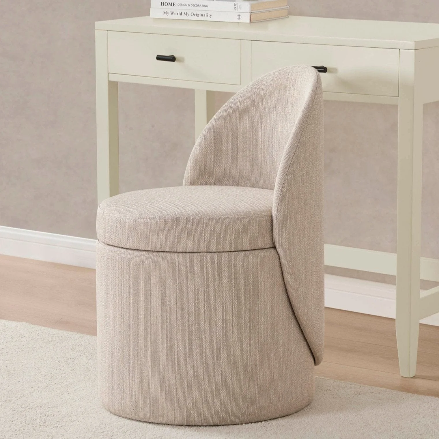 Primrose Dressing Table Storage Stool - Stone Grey
