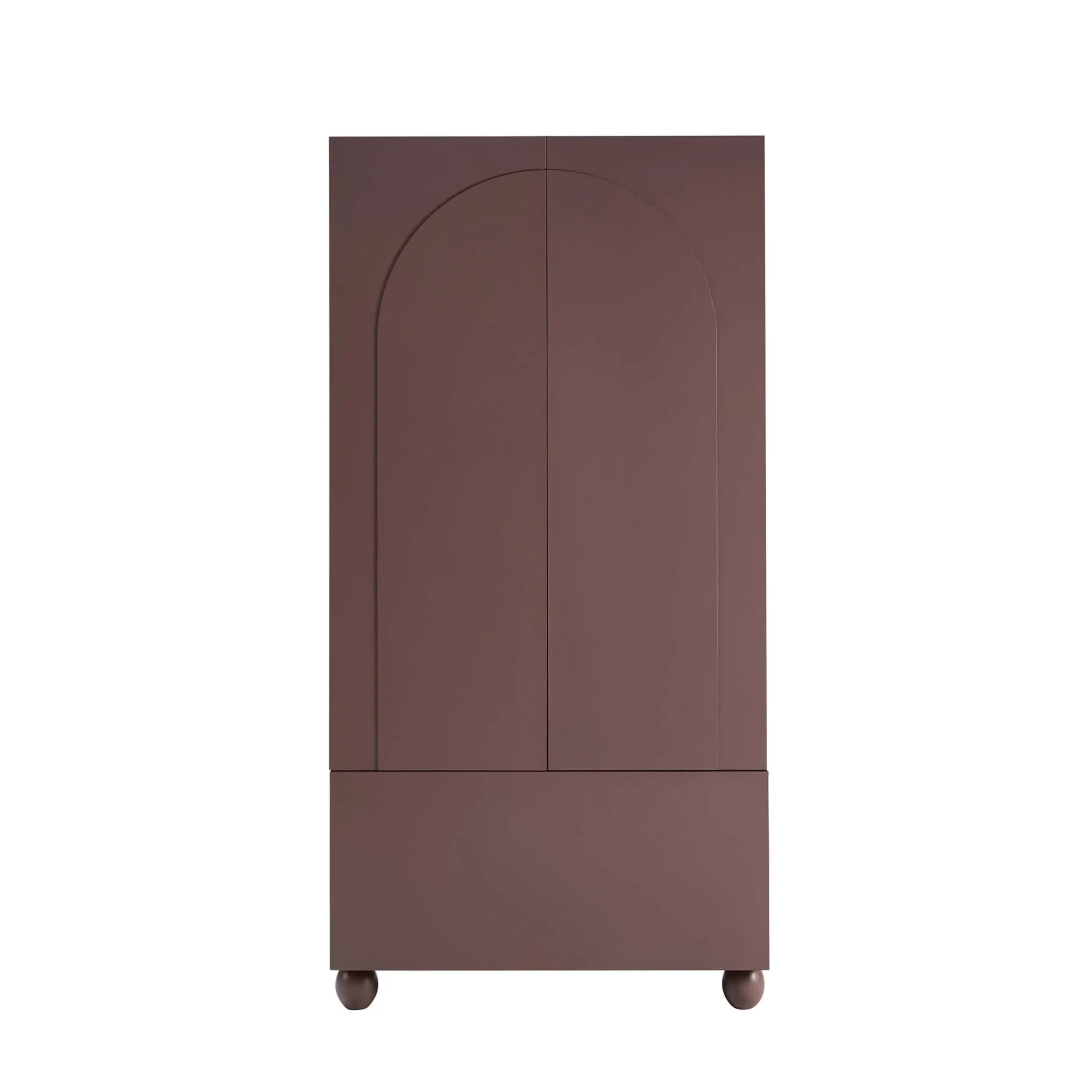 Rachel Arch Front 2 Door Wardrobe with Drawer - Mocha - Image 3