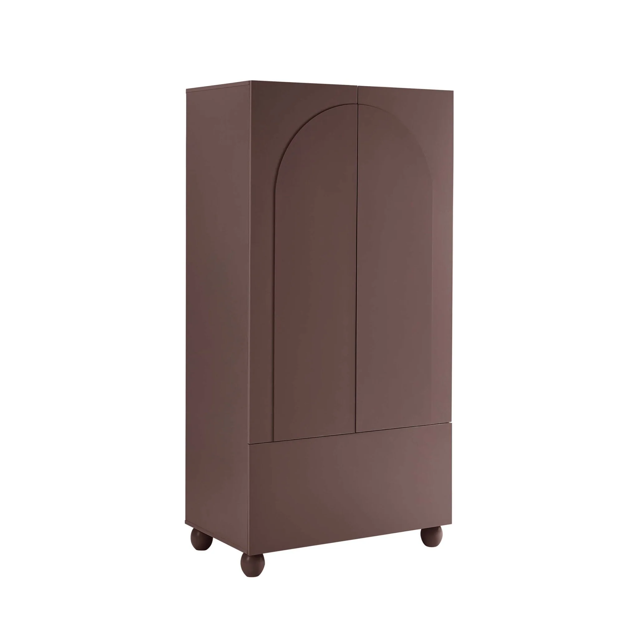 Rachel Arch Front 2 Door Wardrobe with Drawer - Mocha - Image 4