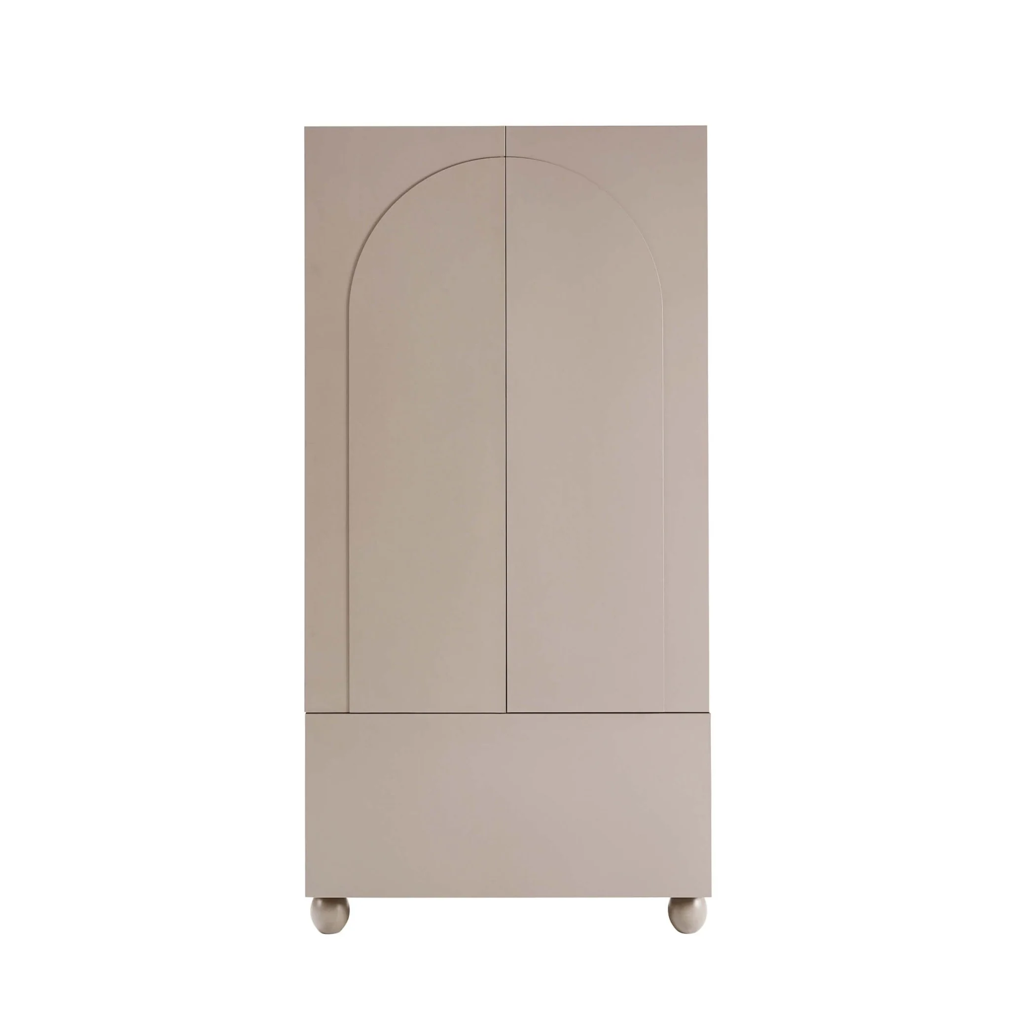 Rachel Arch Front 2 Door Wardrobe with Drawer - Taupe - Image 3