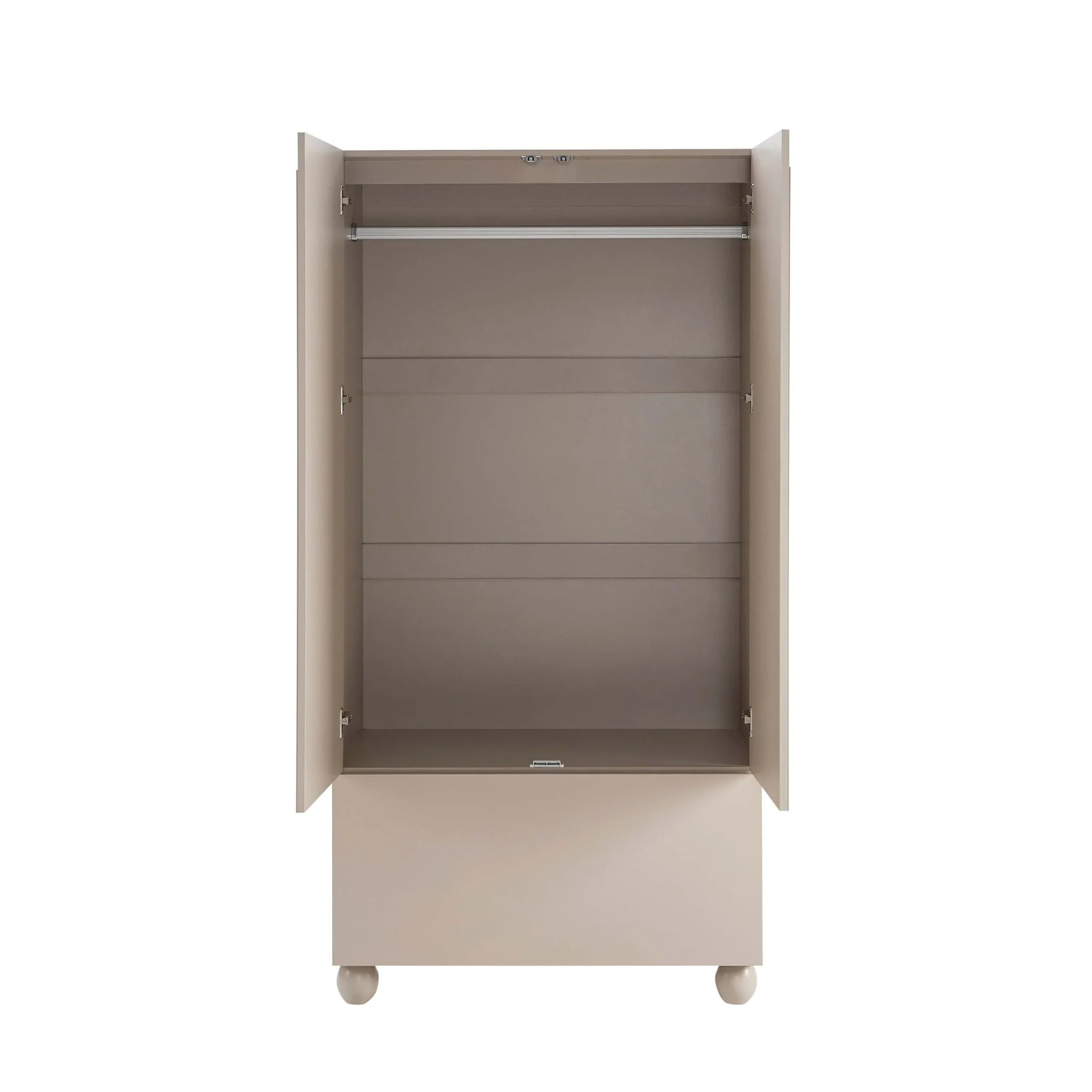 Rachel Arch Front 2 Door Wardrobe with Drawer - Taupe - Image 5