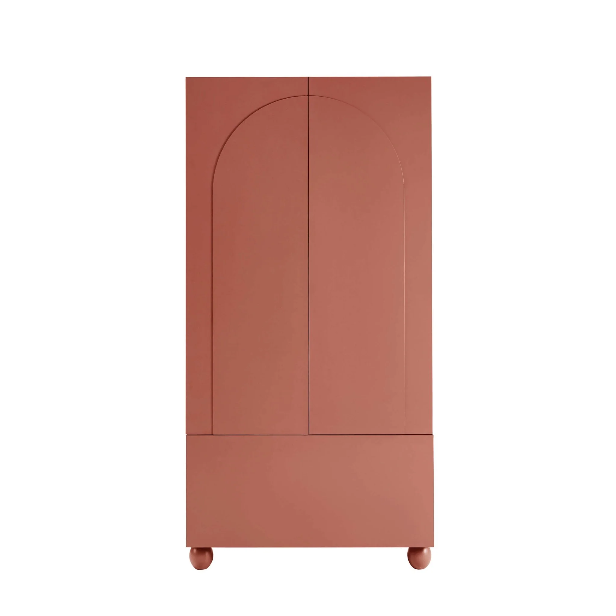 Rachel Arch Front 2 Door Wardrobe with Drawer - Terracotta - Image 3