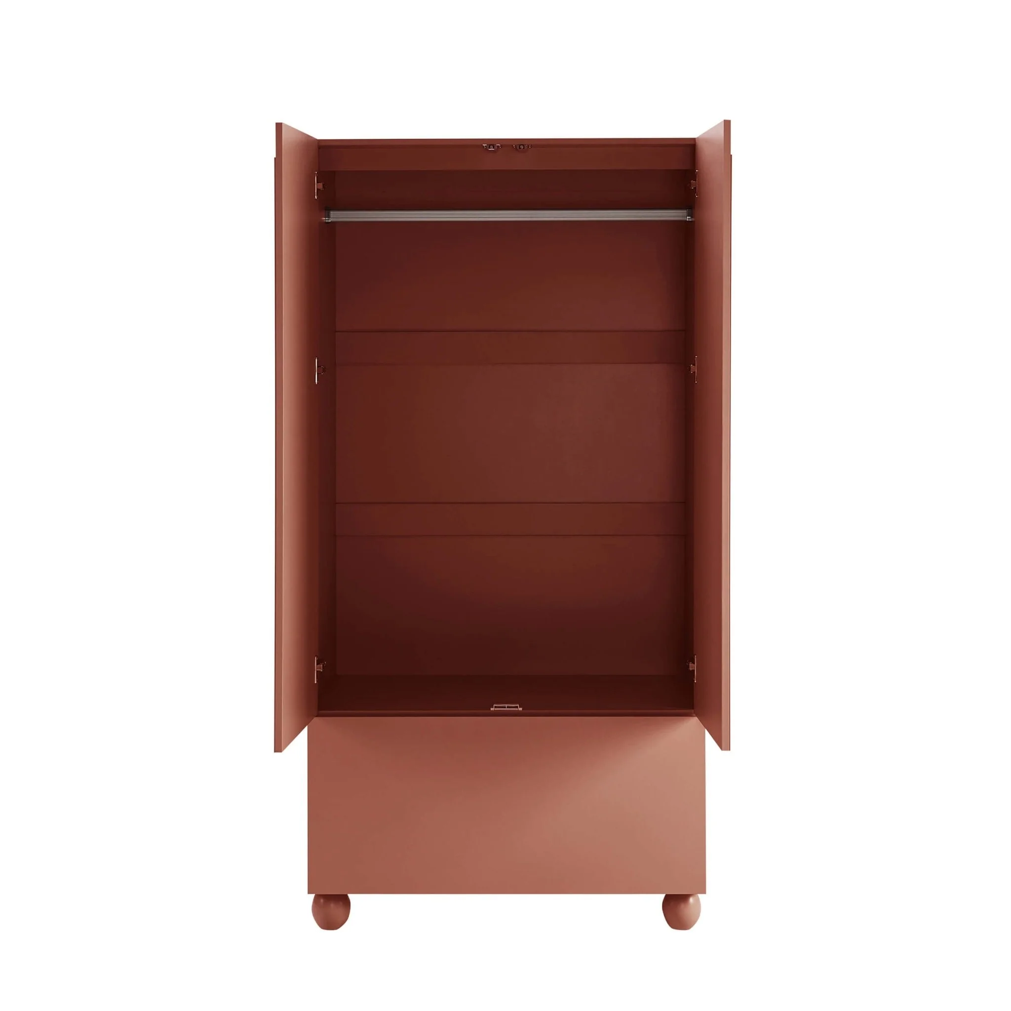 Rachel Arch Front 2 Door Wardrobe with Drawer - Terracotta - Image 5
