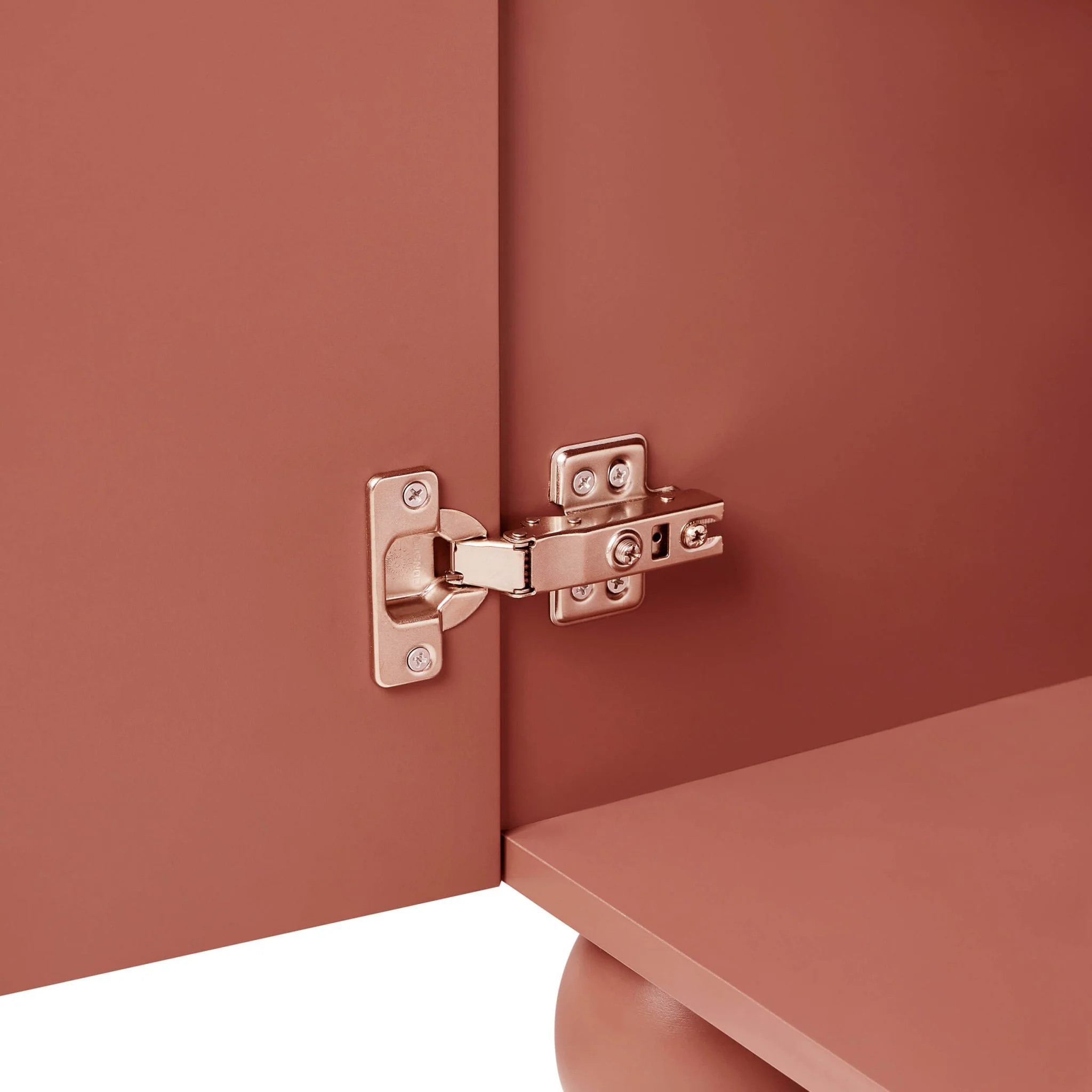 Rachel Arch Front 2 Door Wardrobe with Drawer - Terracotta - Image 7