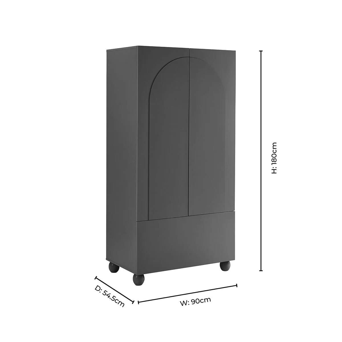 Rachel Arch Front 2 Door Wardrobe with Drawer - Taupe - Image 8