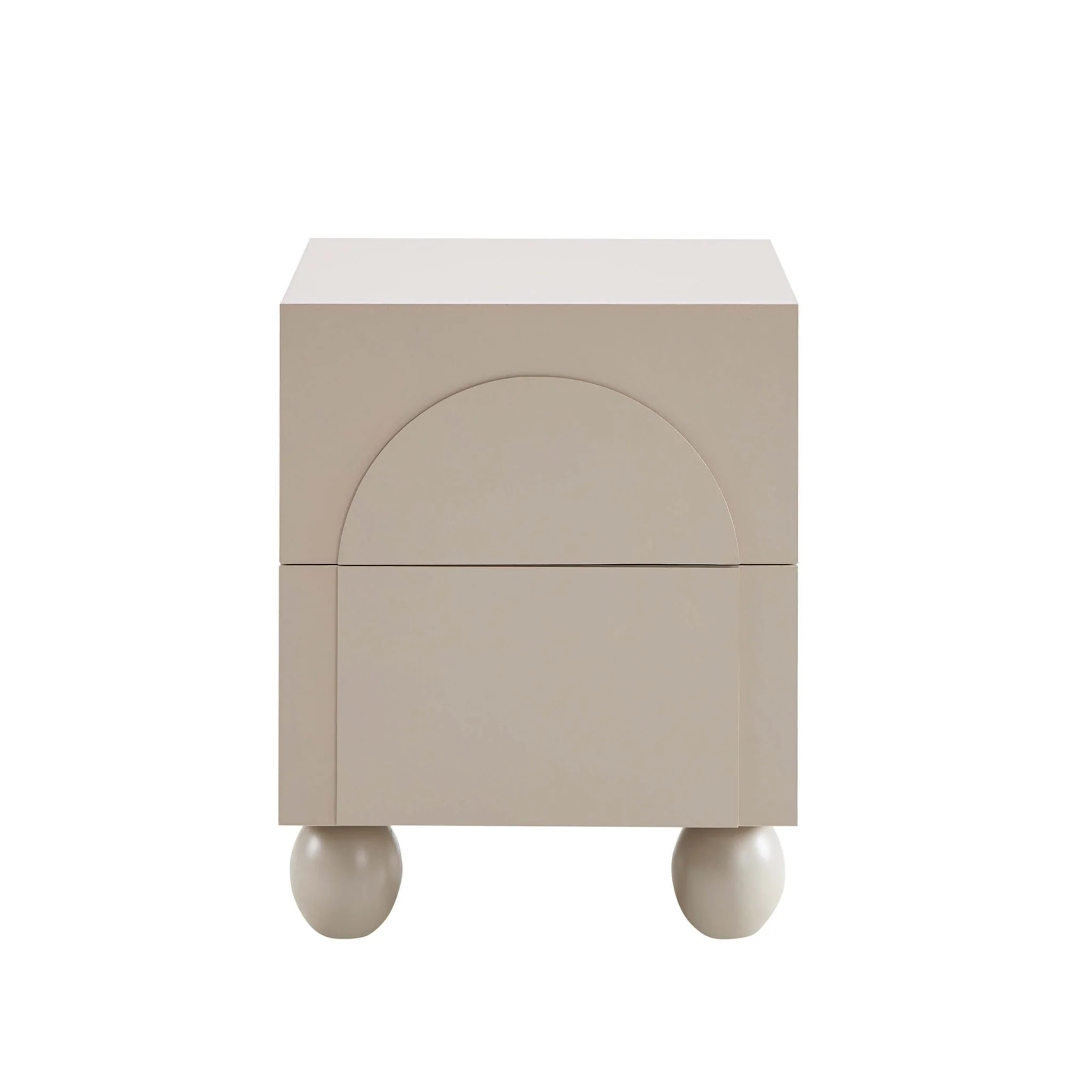 Rachel Arch Front 2 Drawer Bedside Table - Taupe - Image 3