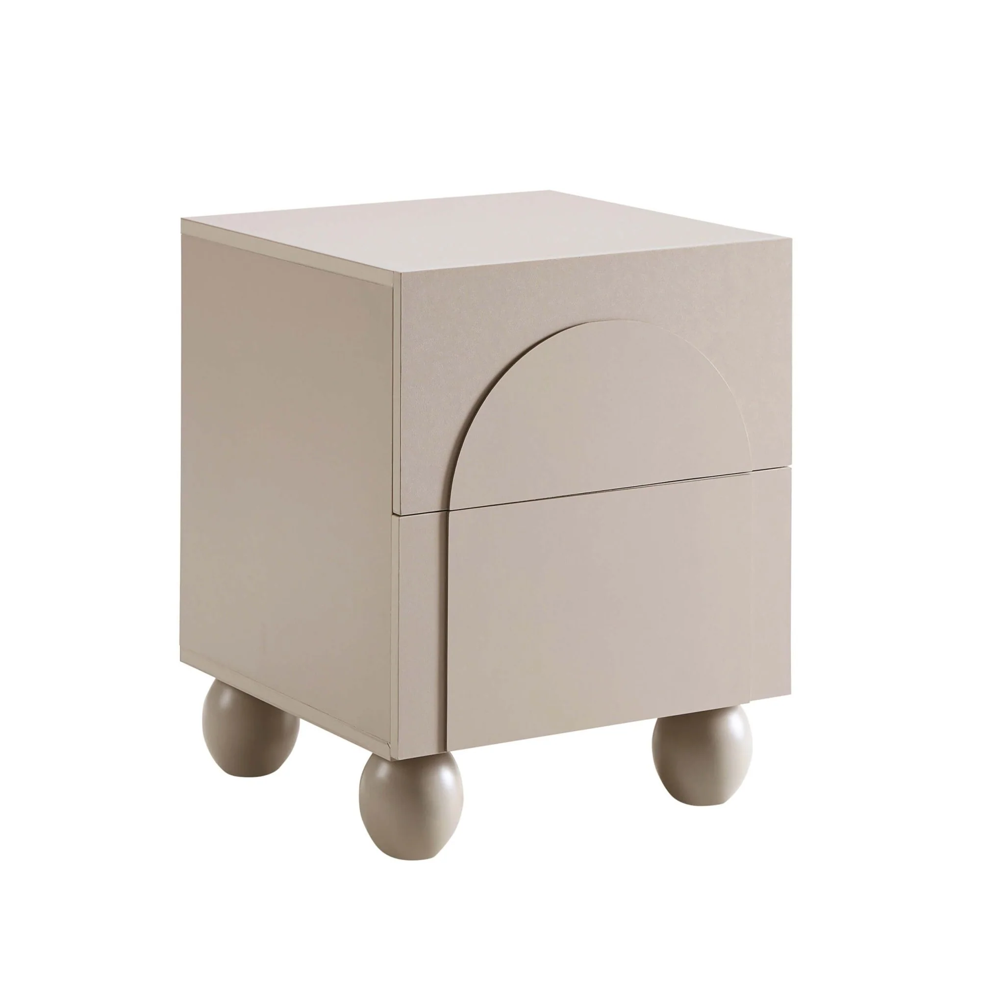Rachel Arch Front 2 Drawer Bedside Table - Taupe - Image 4