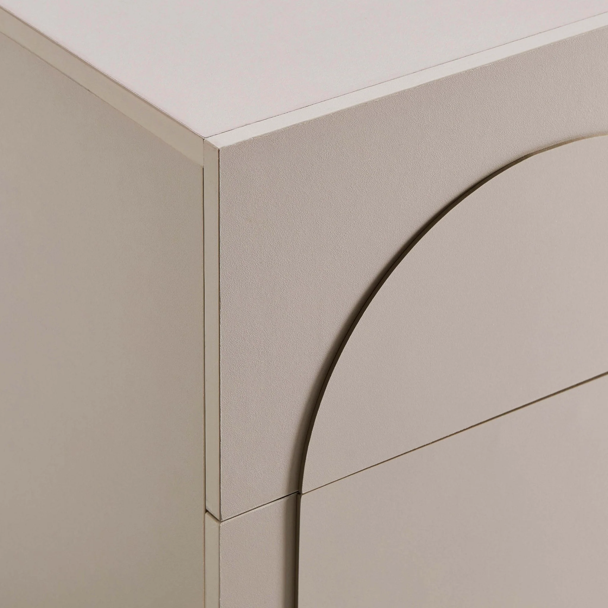 Rachel Arch Front 2 Drawer Bedside Table - Taupe - Image 7