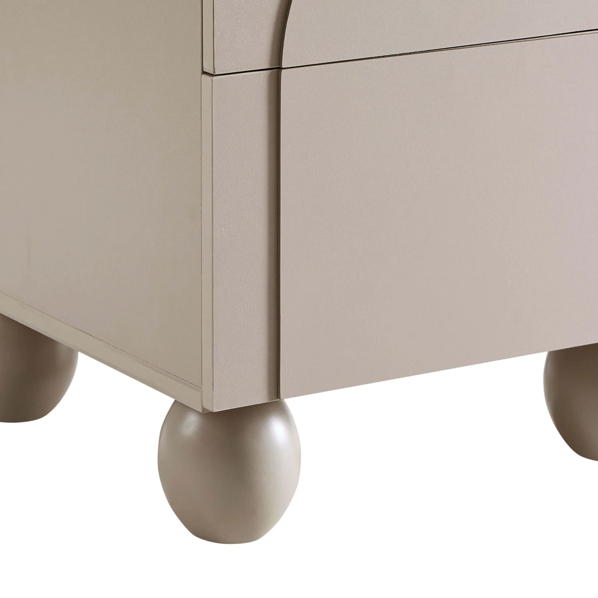 Rachel Arch Front 2 Drawer Bedside Table - Taupe - Image 8