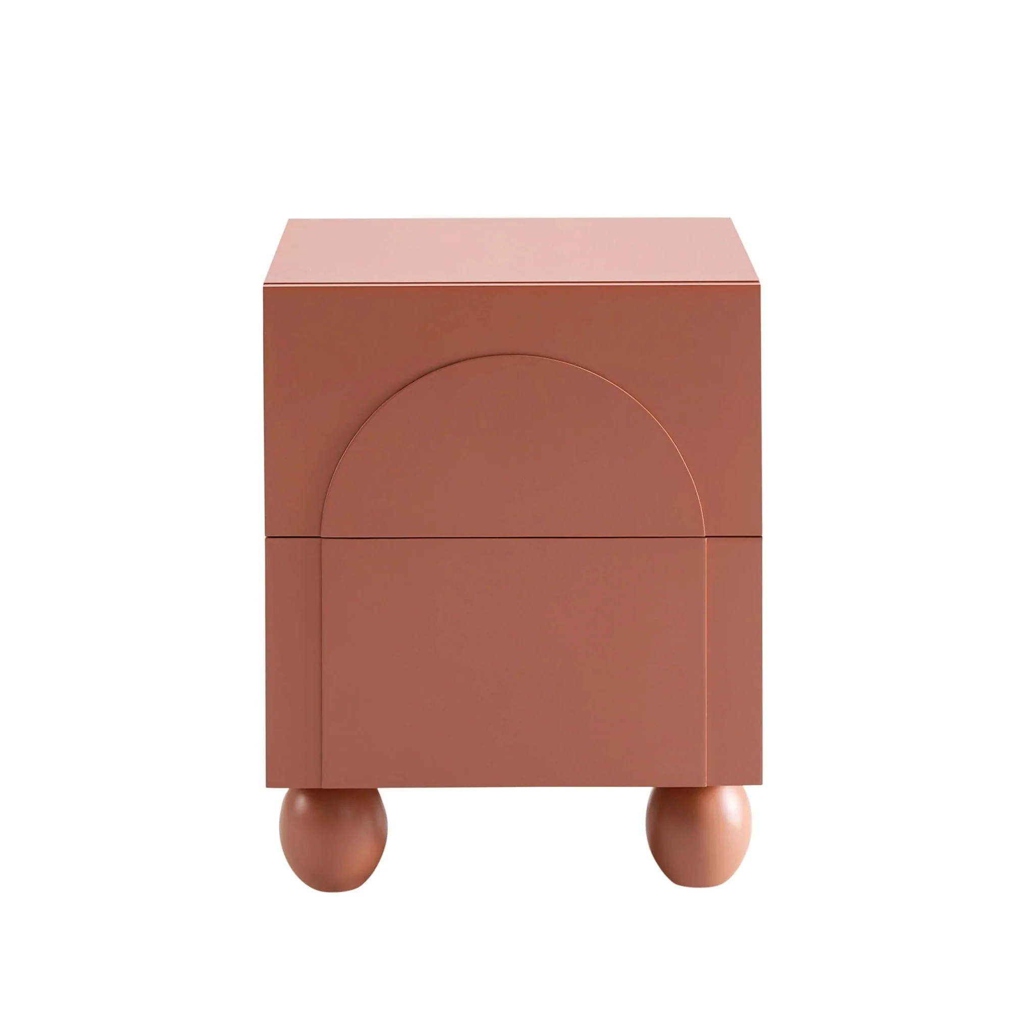 Rachel Arch Front 2 Drawer Bedside Table - Terracotta - Image 3