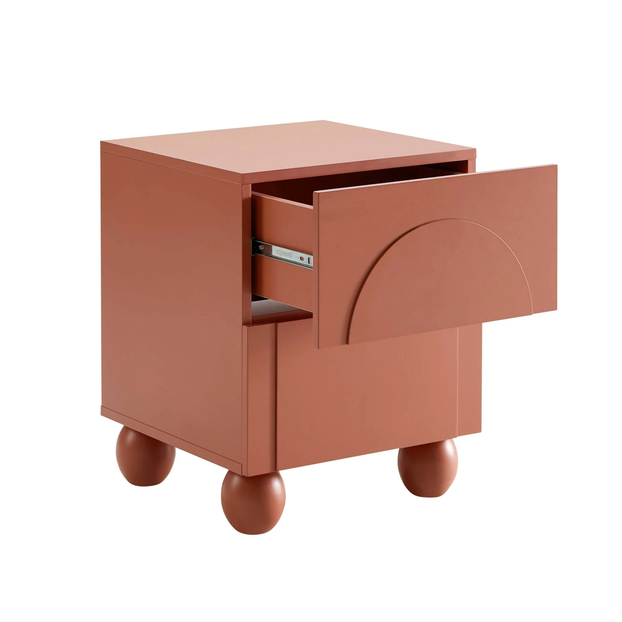 Rachel Arch Front 2 Drawer Bedside Table - Terracotta - Image 5