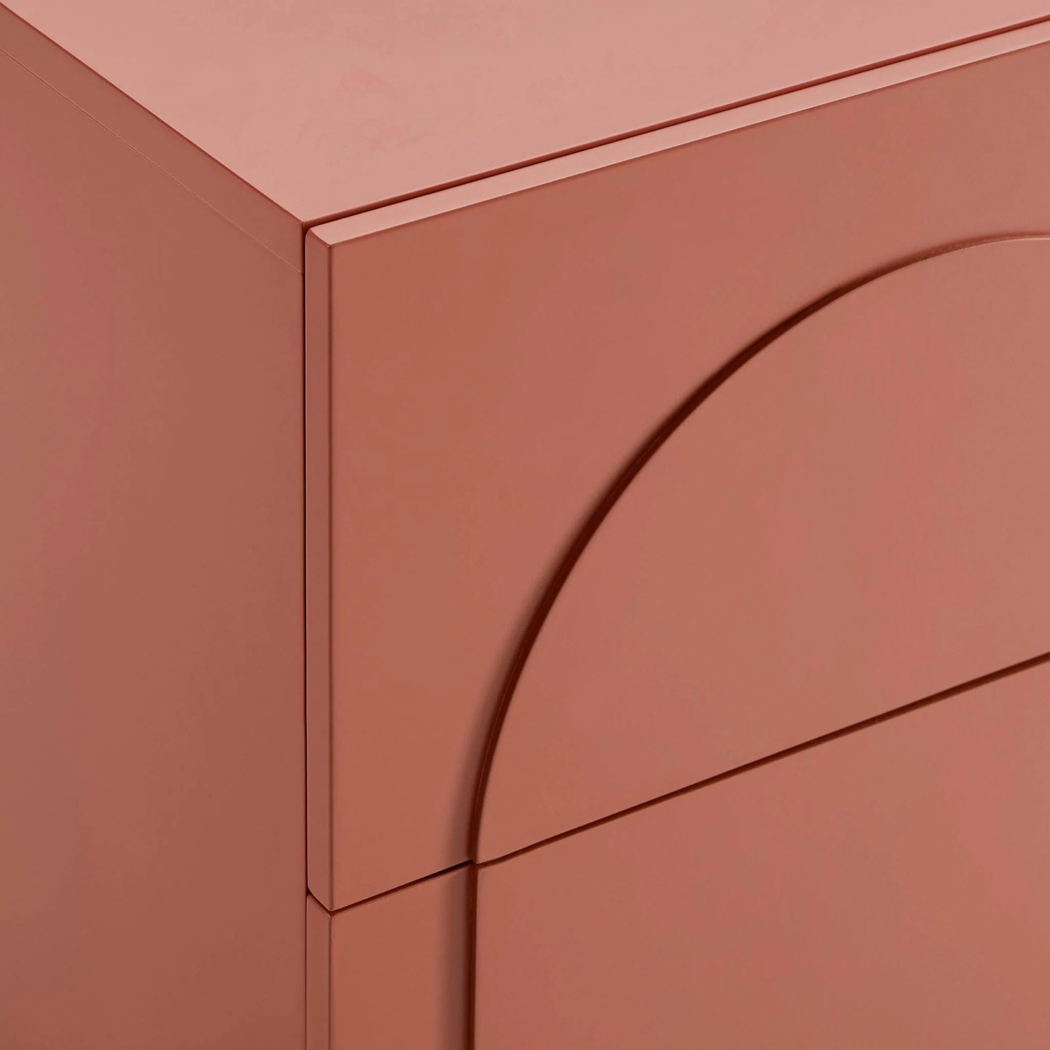 Rachel Arch Front 2 Drawer Bedside Table - Terracotta - Image 7
