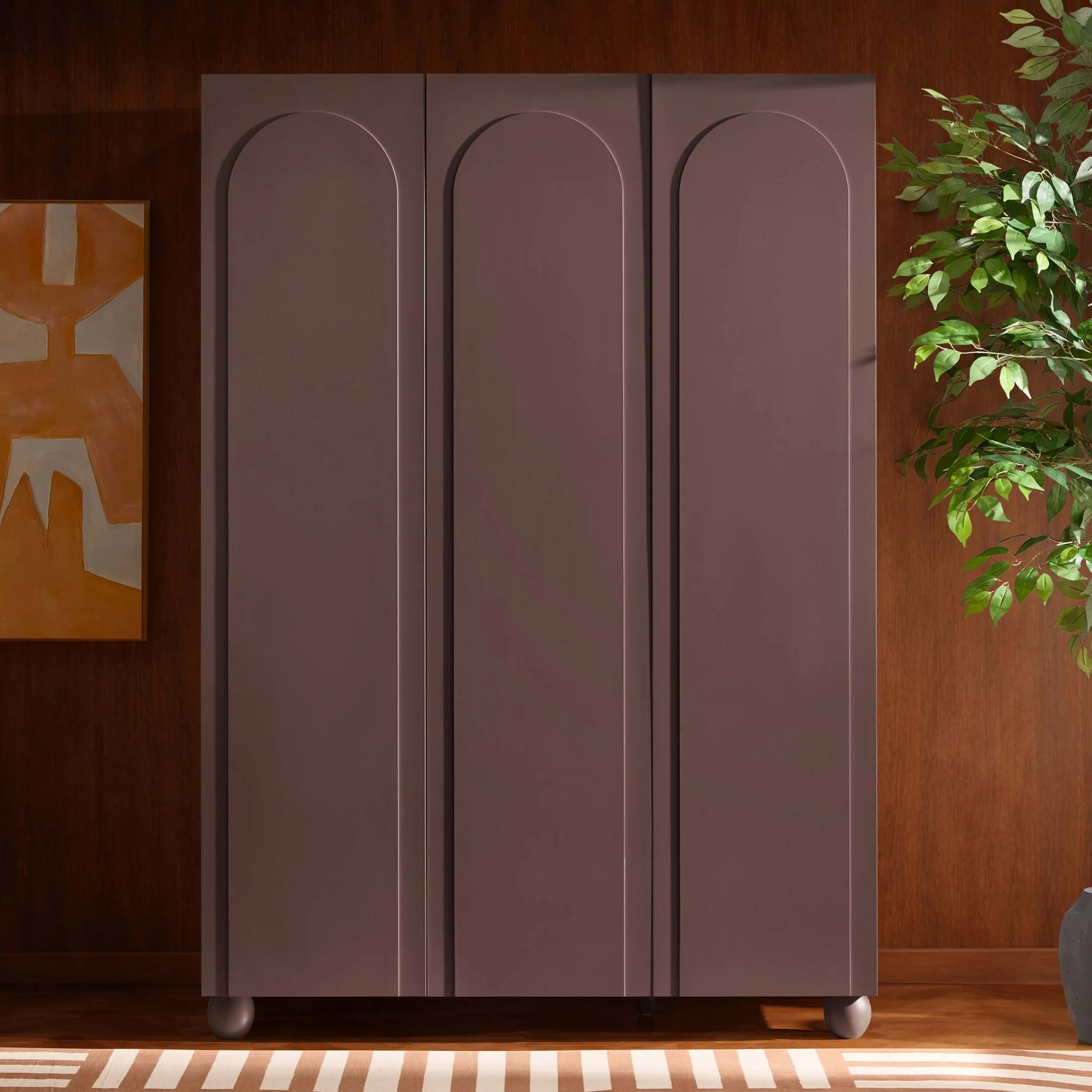 Rachel Arch Front 3 Door Wardrobe - Mocha