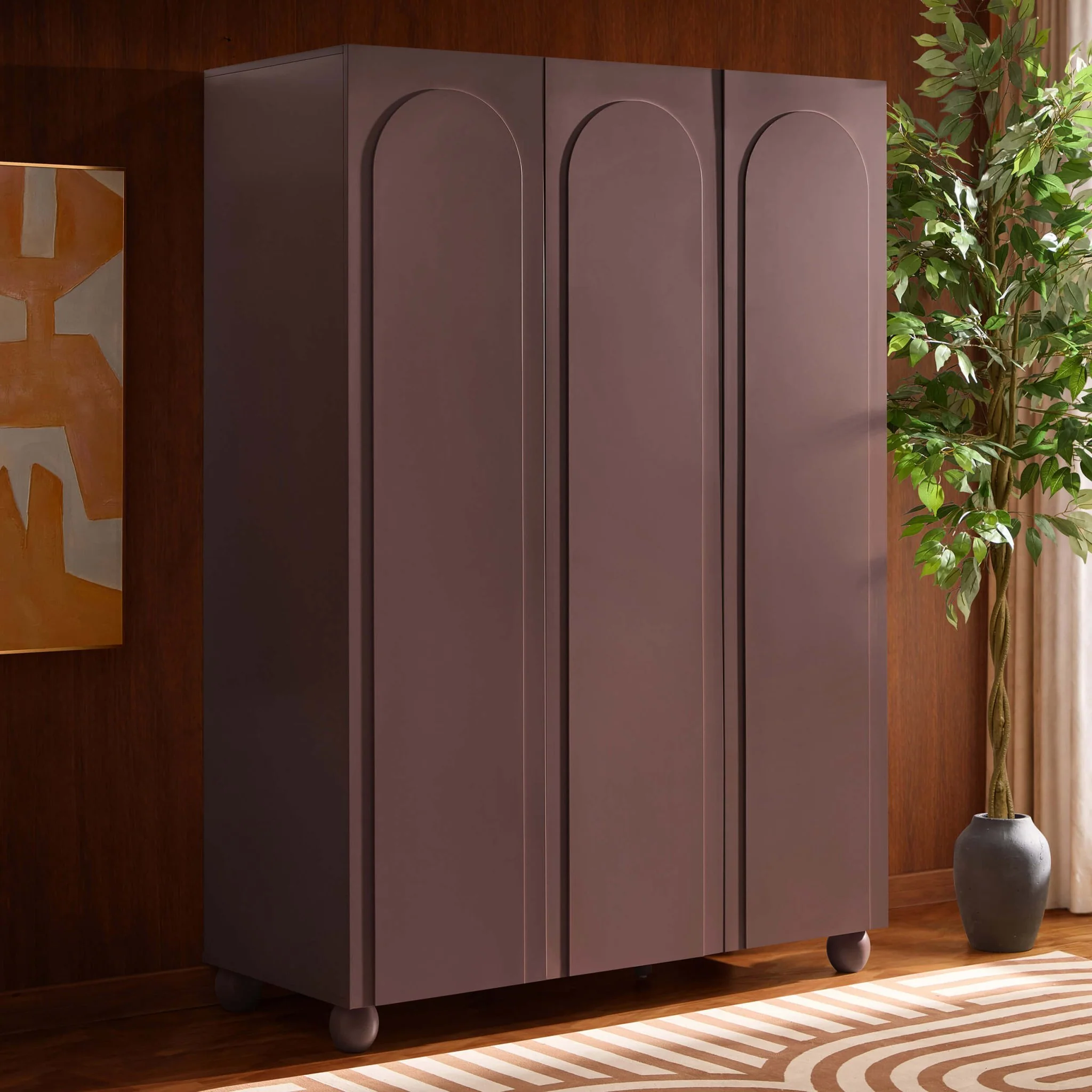 Rachel Arch Front 3 Door Wardrobe - Mocha - Image 2