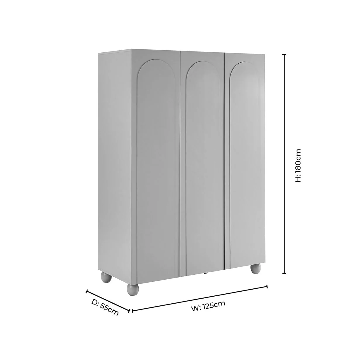 Rachel Arch Front 3 Door Wardrobe - Mocha - Image 8