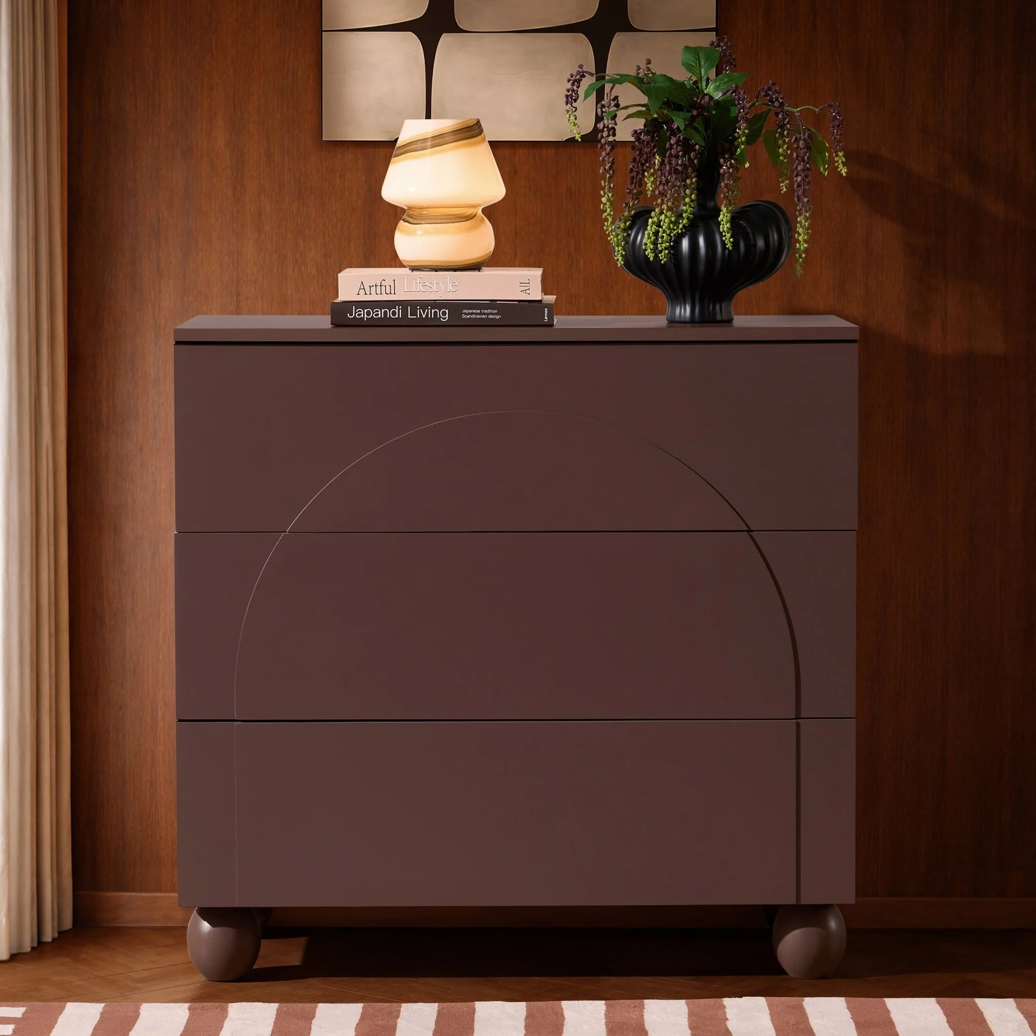 Rachel Arch Front 3 Drawer Chest - Mocha - Image 2